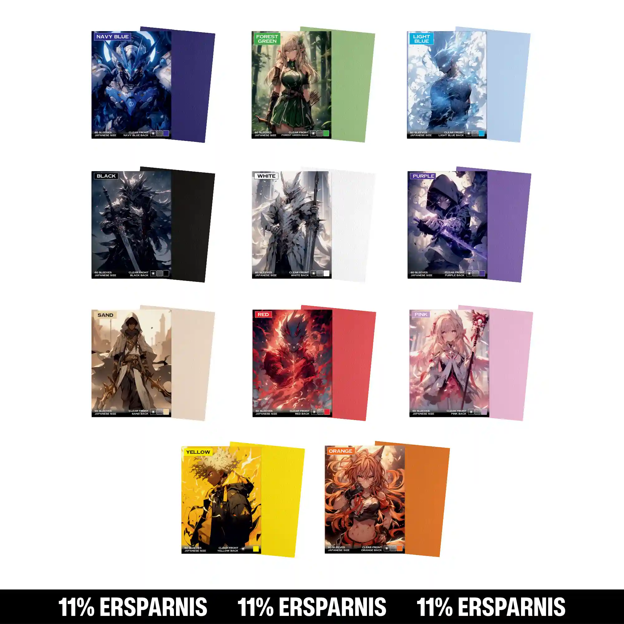 Yu-Gi-Oh Kartenhüllen Testpaket Bundle – 11 Farben Sleeves Set mit 11 % Ersparnis für Trading Card Games