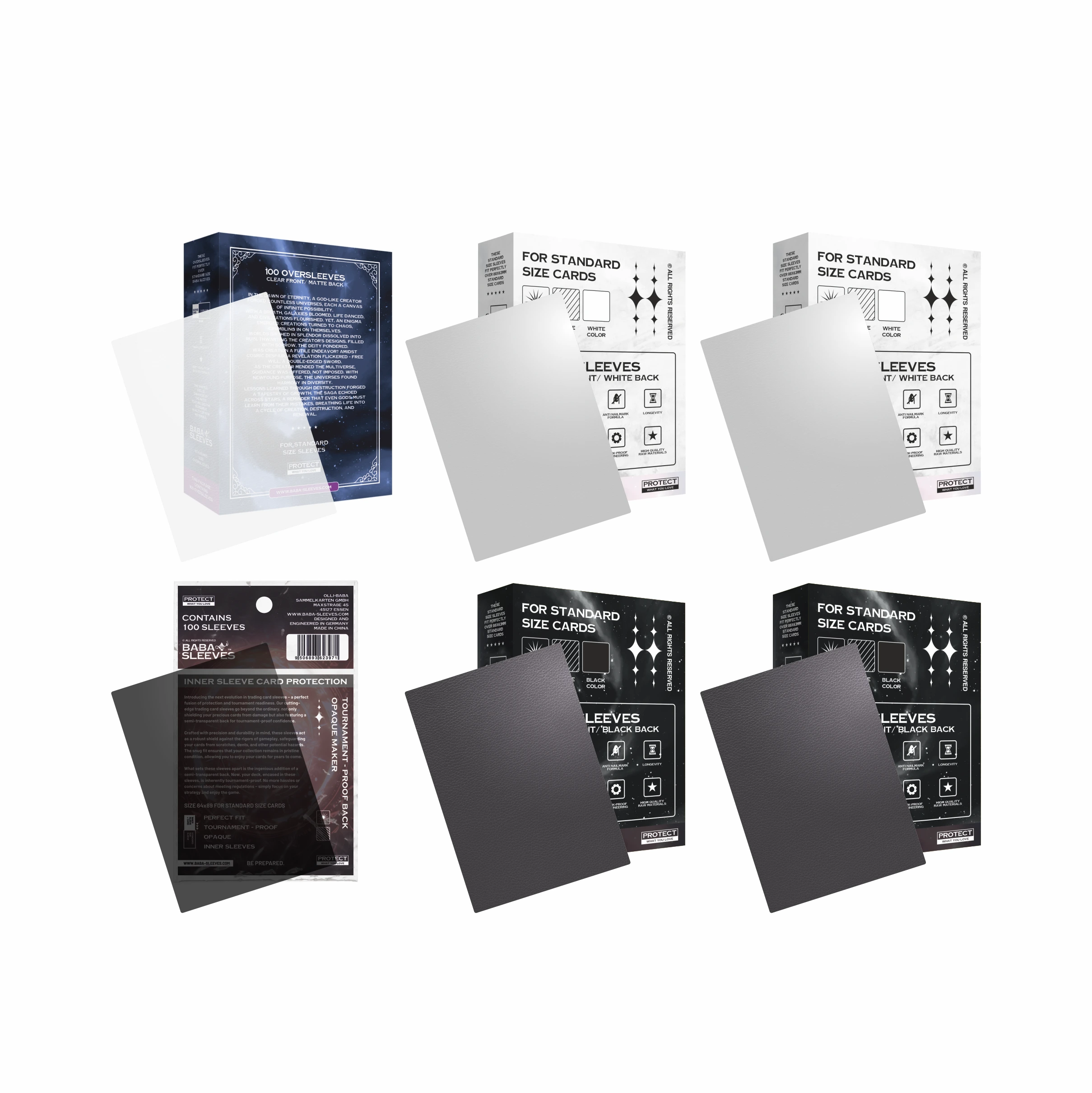Standard Size Vorteilspaket - 2x Weiß- 2x Schwarz - 1x Oversleeves - 1x Perfect Fit Smoke
