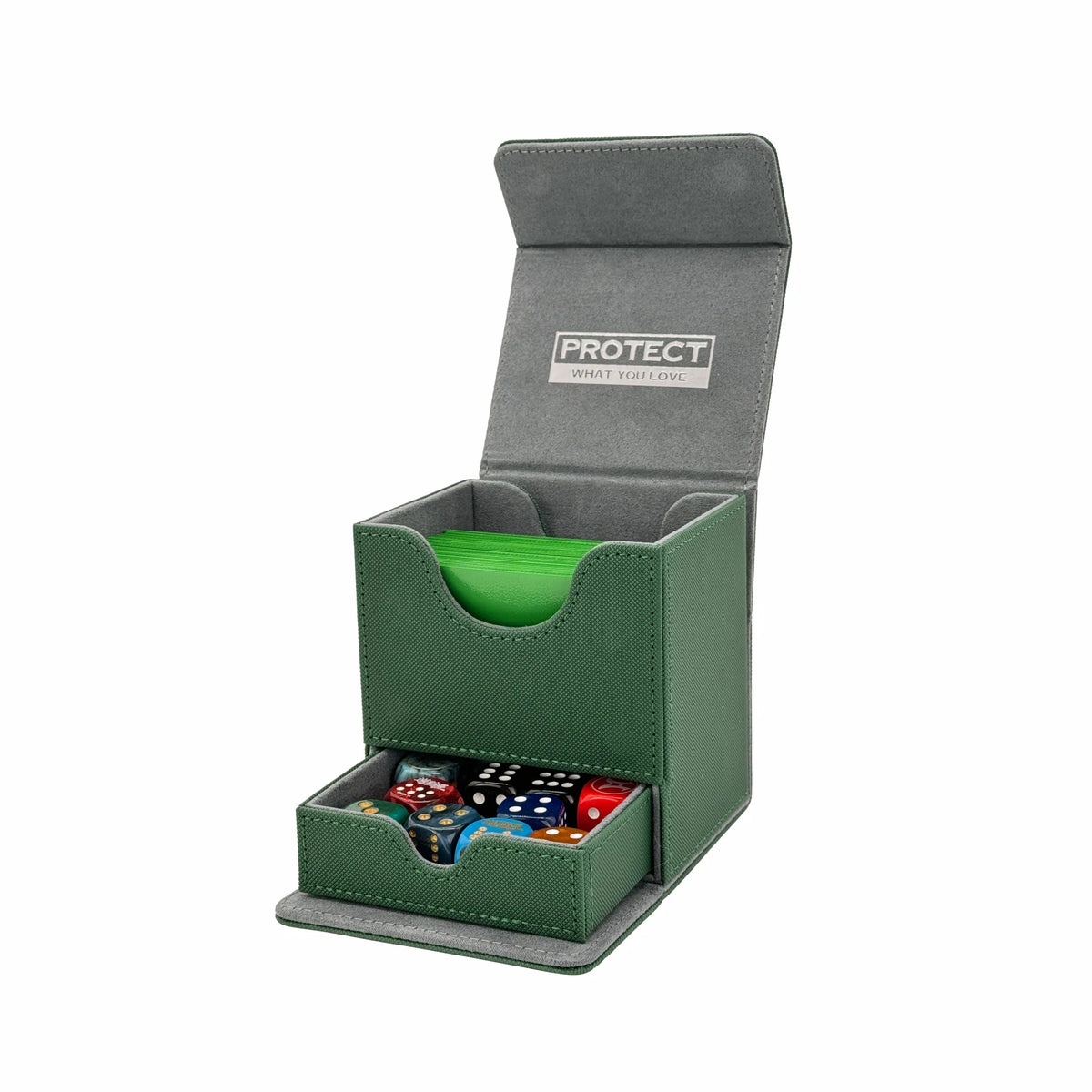 BabaCube Deckbox Grün für 100+ mehr Karten YuGiOh One Piece Pokémon Magic Lorcana riftbound mit würfelfach