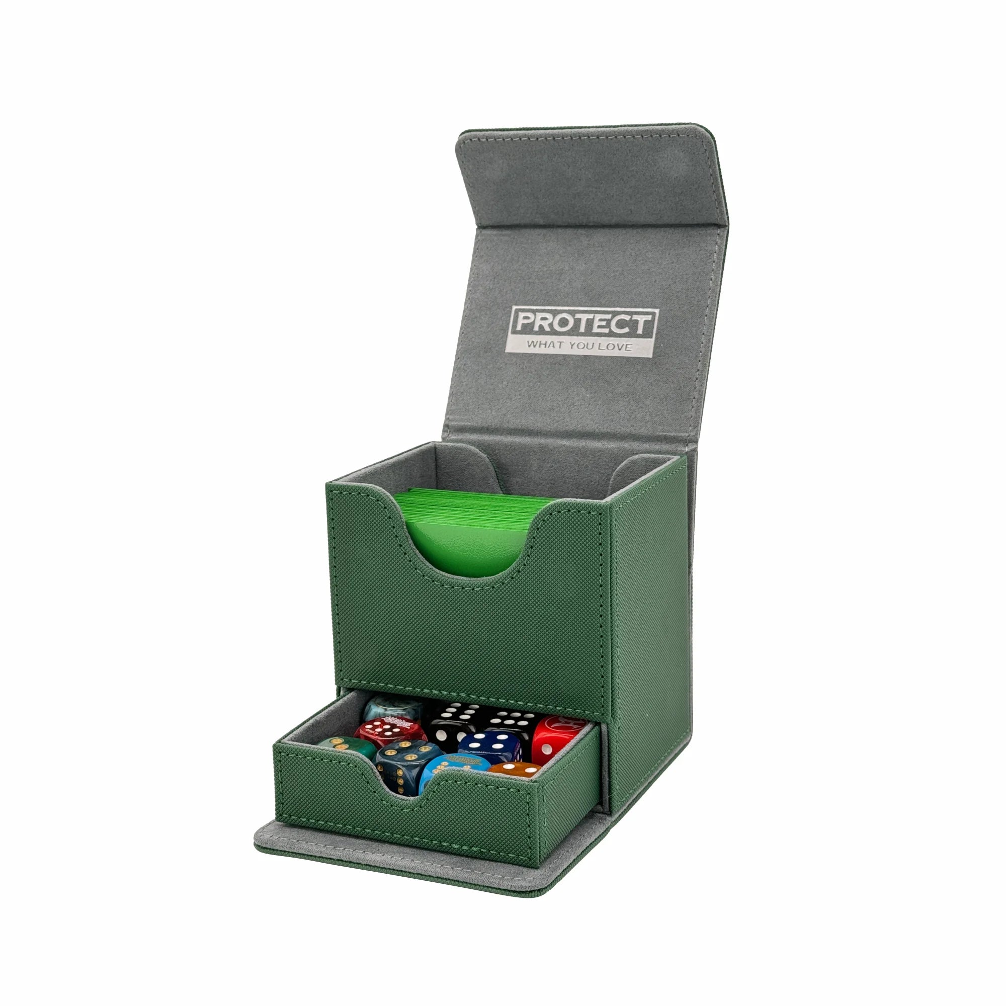 BabaCube Deckbox Grün für 100+ mehr Karten YuGiOh One Piece Pokémon Magic Lorcana riftbound mit würfelfach