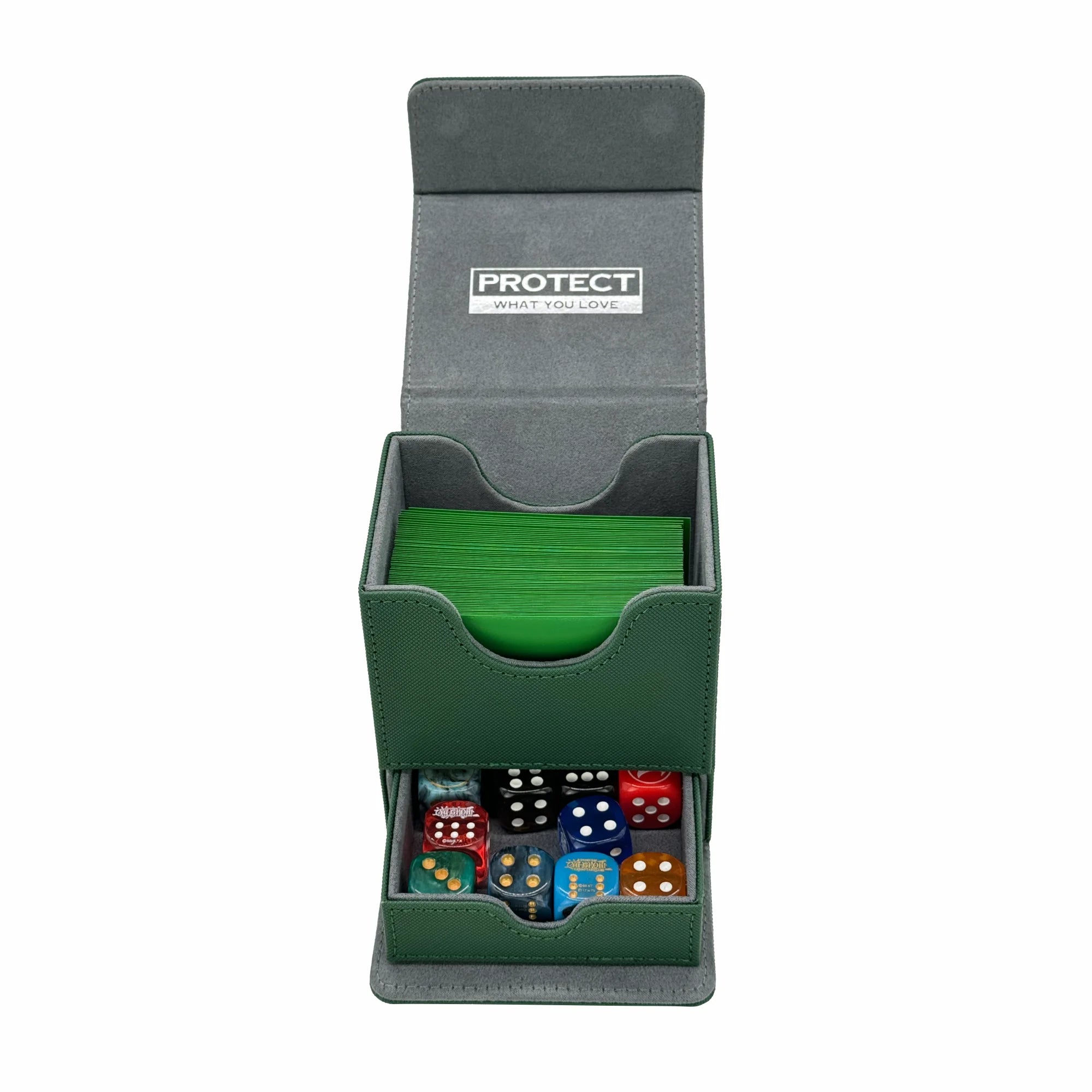 BabaCube Deckbox Grün für 100+ mehr Karten YuGiOh One Piece Pokémon Magic Lorcana riftbound mit würfelfach