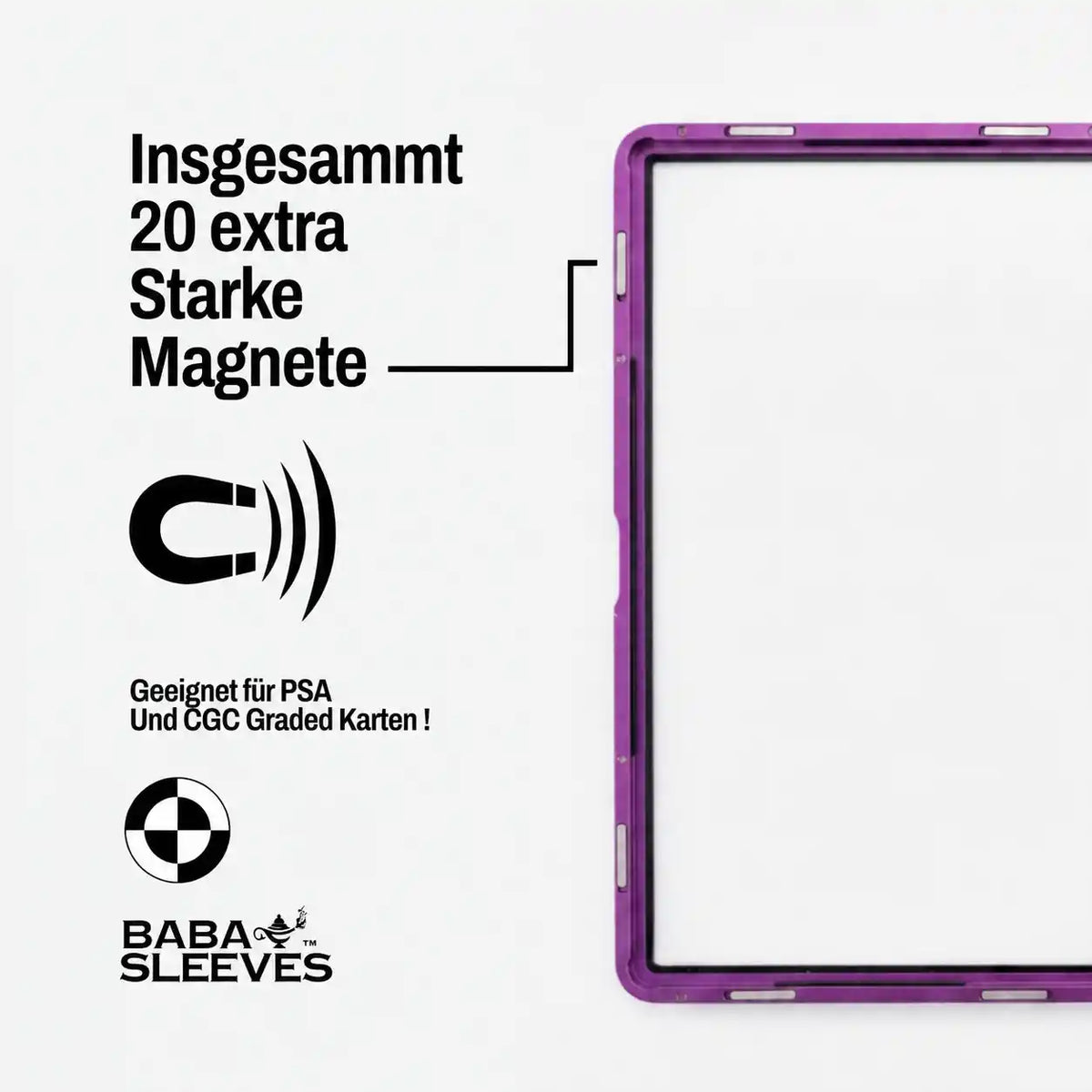 Graded Card Slab Bumper für PSA & CGC – Aluminium Metall Hartglas UV‑Schutz Hülle Silber | Yu-Gi-Oh!, Pokémon, One Piece, Magic the Gathering
