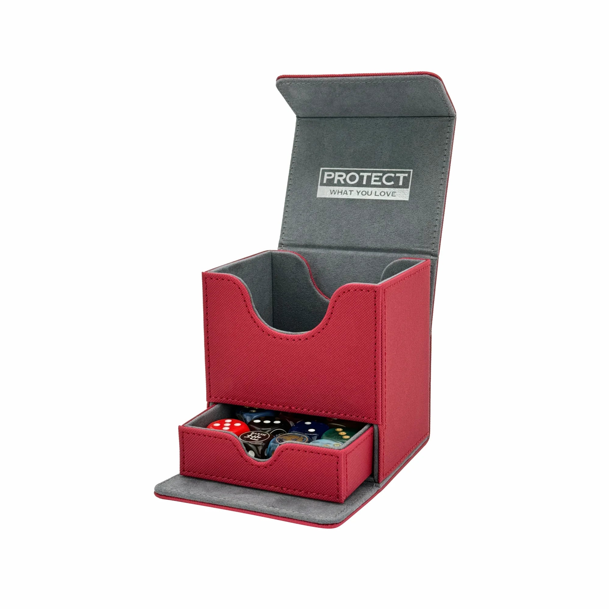 BabaCube Deckbox Rot Red für 100+ mehr Karten YuGiOh One Piece Pokémon Magic Lorcana riftbound mit würfelfach