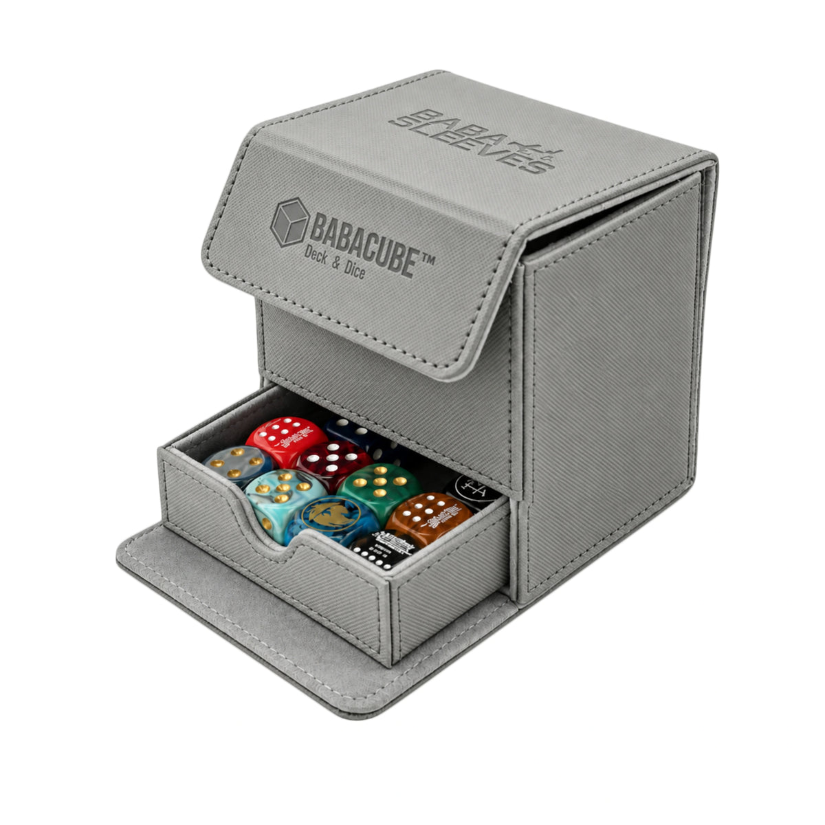 BabaCube Deck & Dice Weiß – 100+ Double-Sleeved Deckbox für Yu‑Gi‑Oh!, Pokémon, MTG, One Piece & Riftbound (Würfelfach)
