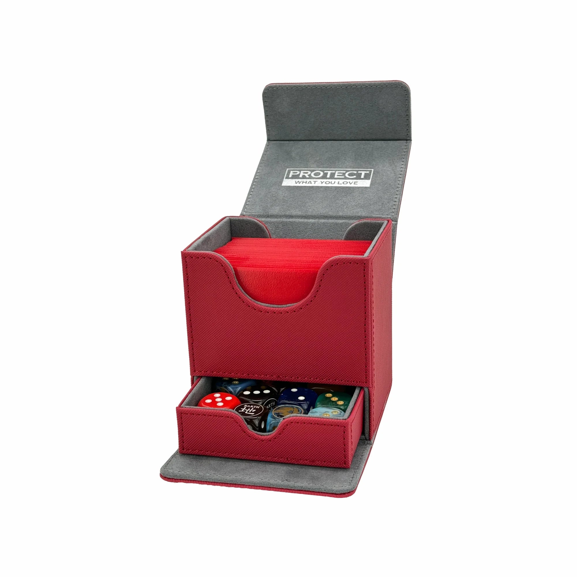 BabaCube Deckbox Rot Red für 100+ mehr Karten YuGiOh One Piece Pokémon Magic Lorcana riftbound mit würfelfach