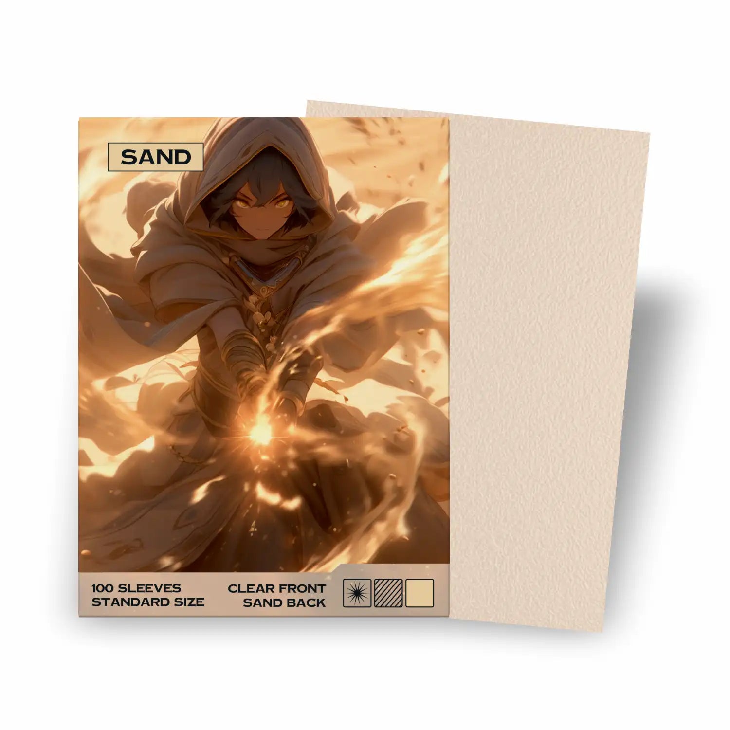 Kartenhüllen Standard Size Sand Beige 100 Stück, Verpackung vorne – Sammelkartenhüllen 66x91mm für Pokémon, Magic the Gathering, One Piece TCG