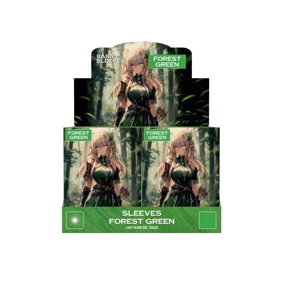 Display Box grüne forest green Yu-Gi-Oh Kartenhüllen Japanese Size mehrere Packungen à 60 Stück