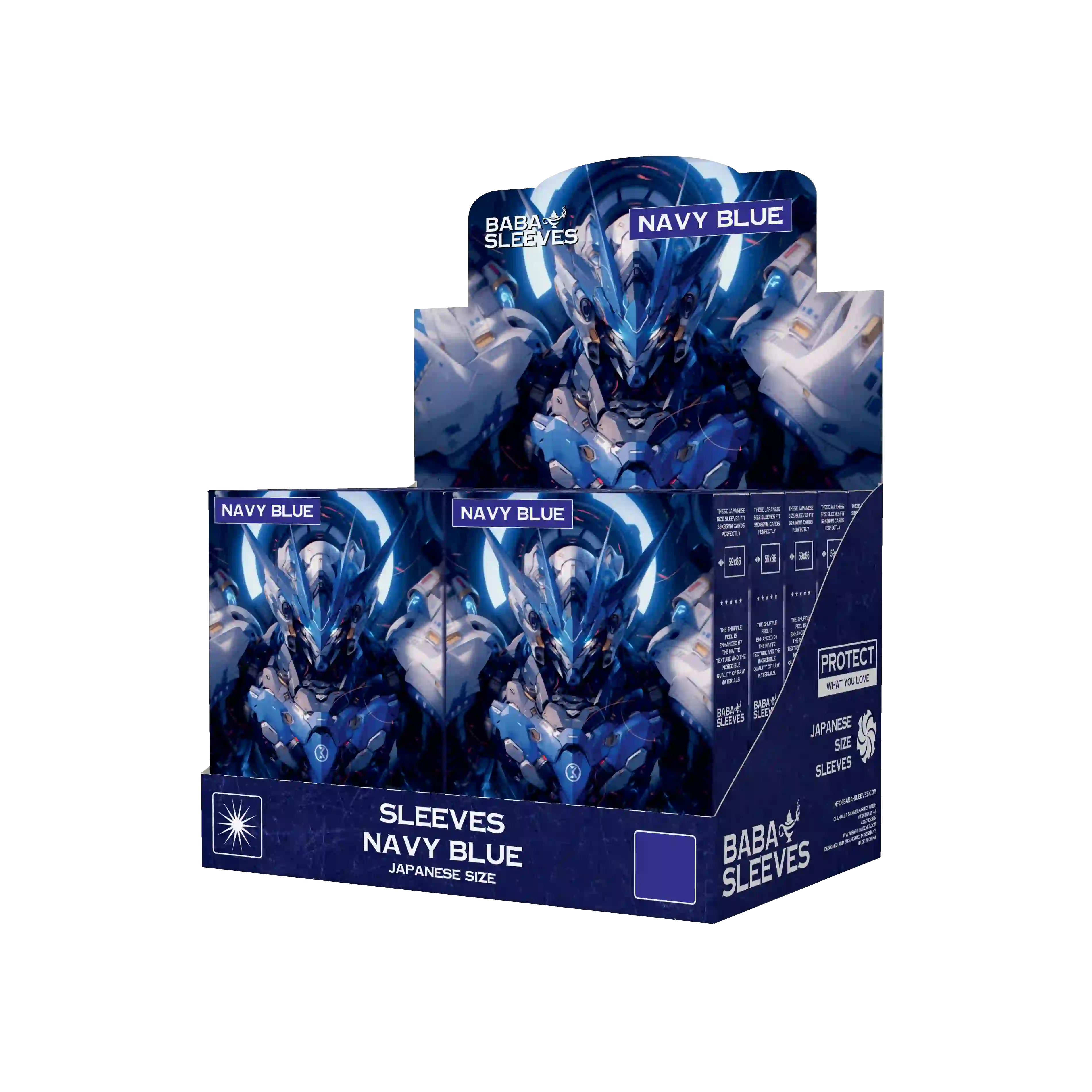 Display Box seitliche Ansicht matte marineblaue navy blue Japanese Size Yu-Gi-Oh Verkaufsaufsteller