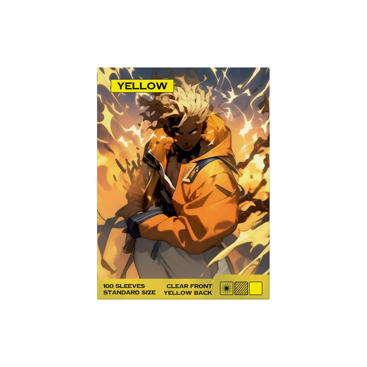 Gelbe Sammelkartenhüllen 100 Stück Verpackung, Trading Card Sleeves Standard Size für alle TCG Kartenspiele wie Pokémon, MTG, Lorcana