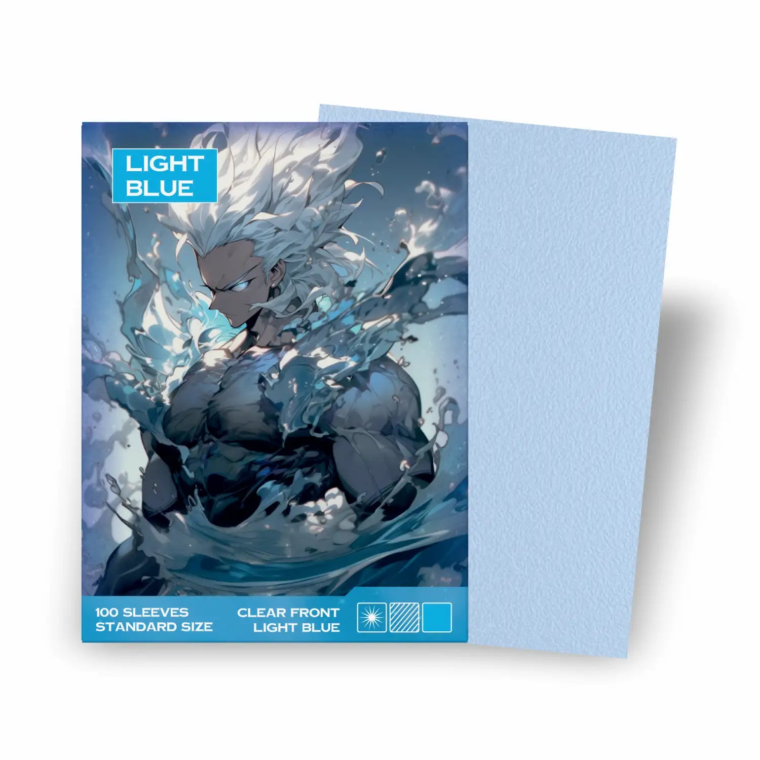 Kartenhüllen Standard Size Light Blue Hell Blau 100 Stück, Verpackung vorne – Sammelkartenhüllen 66x91mm für Pokémon, Magic the Gathering, One Piece TCG