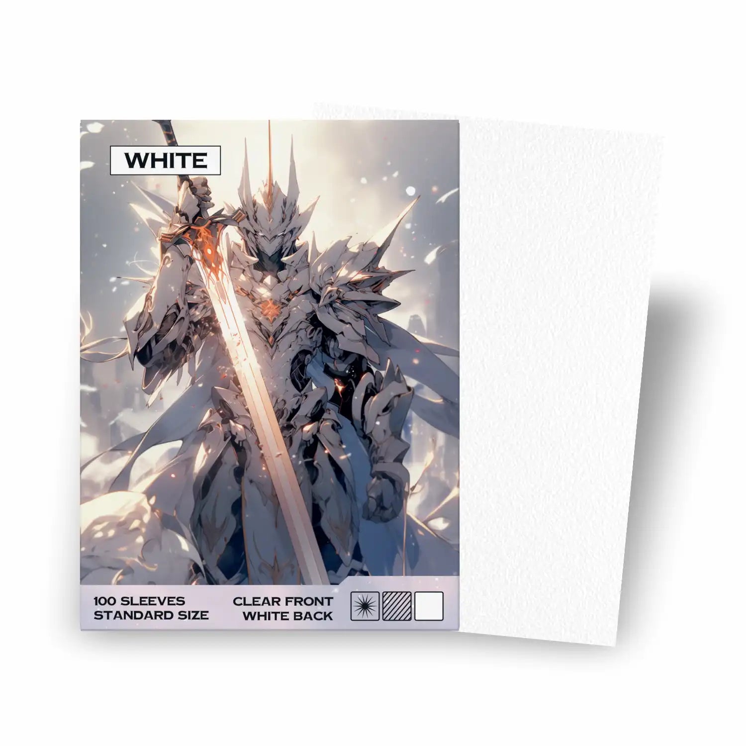 Kartenhüllen Standard Size weiss für pokemon, magic und viele mehr 100 Stück, Verpackung vorne – Sammelkartenhüllen 66x91mm für Pokémon, Magic the Gathering, One Piece TCG