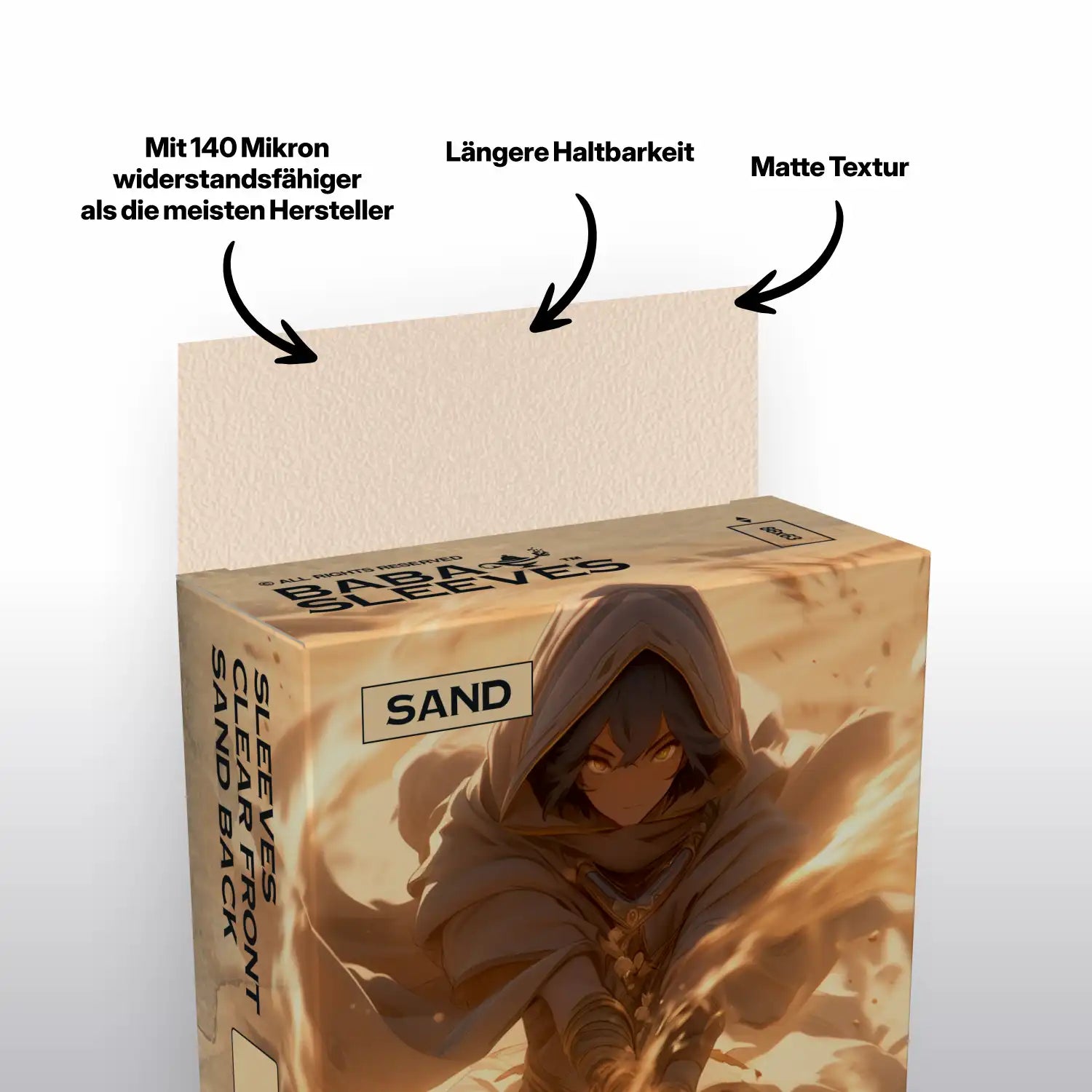Nahansicht Sand Beige Kartenhüllen Verpackung, Deck Protector Sleeves 100er Pack Standard Size für TCG Sammelkarten wie Pokémon und MTG