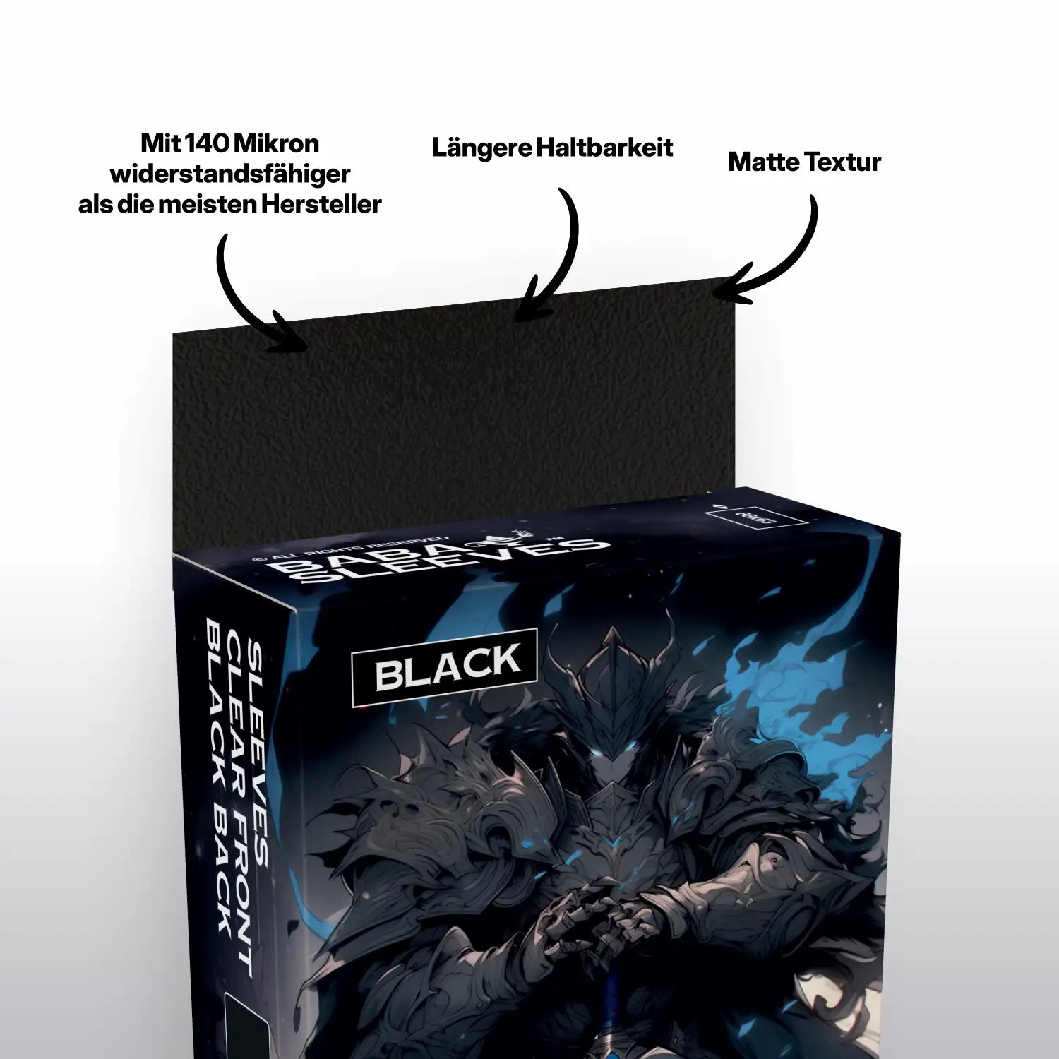 Nahansicht Schwarze Kartenhüllen Verpackung, Deck Protector Sleeves 100er Pack Standard Size für TCG Sammelkarten wie Pokémon und MTG