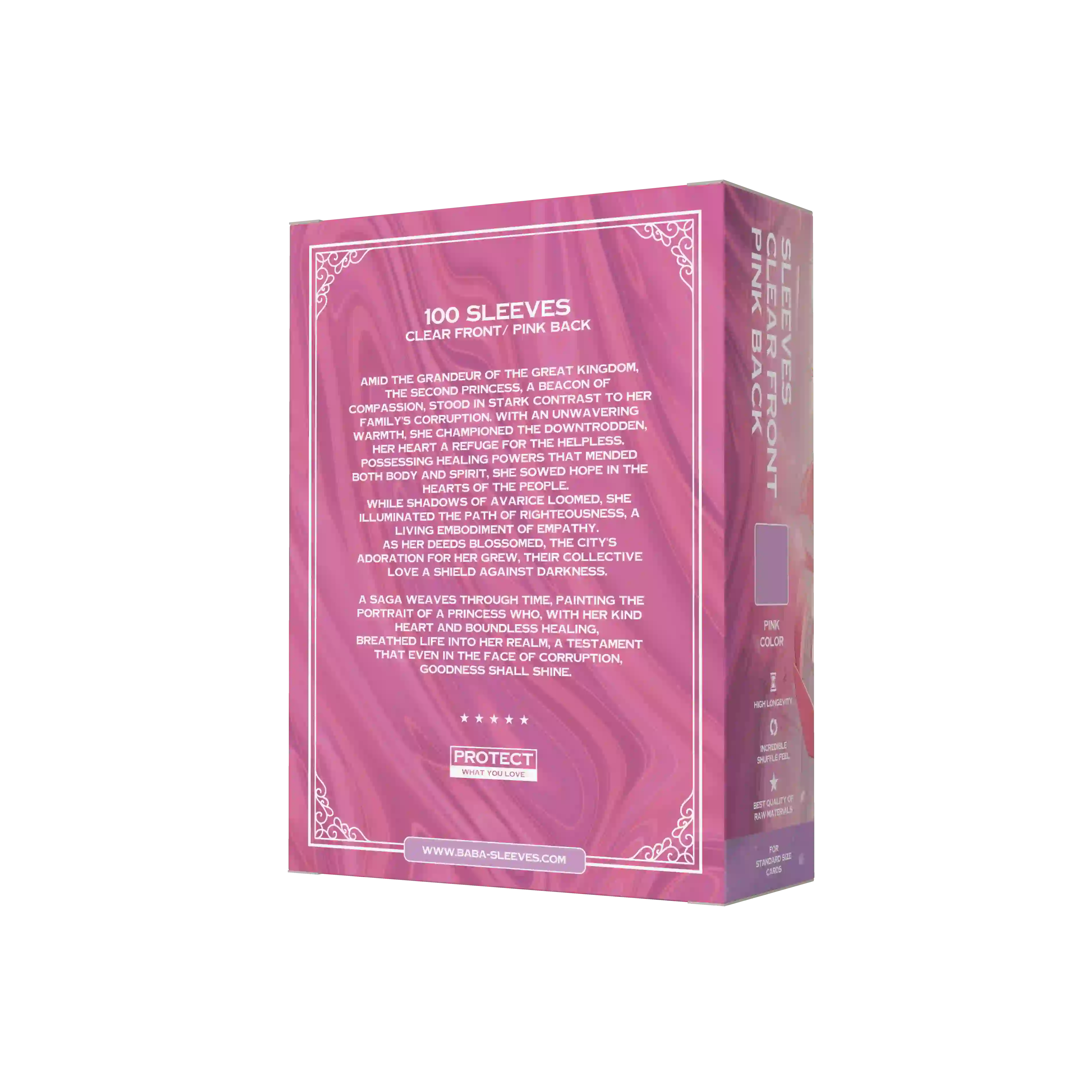 Rückseite pinke Kartenhüllen Verpackung, blickdichte Standard Size Sleeves 100 Stück für Sammelkartenspiele wie Magic the Gathering und Pokémon
