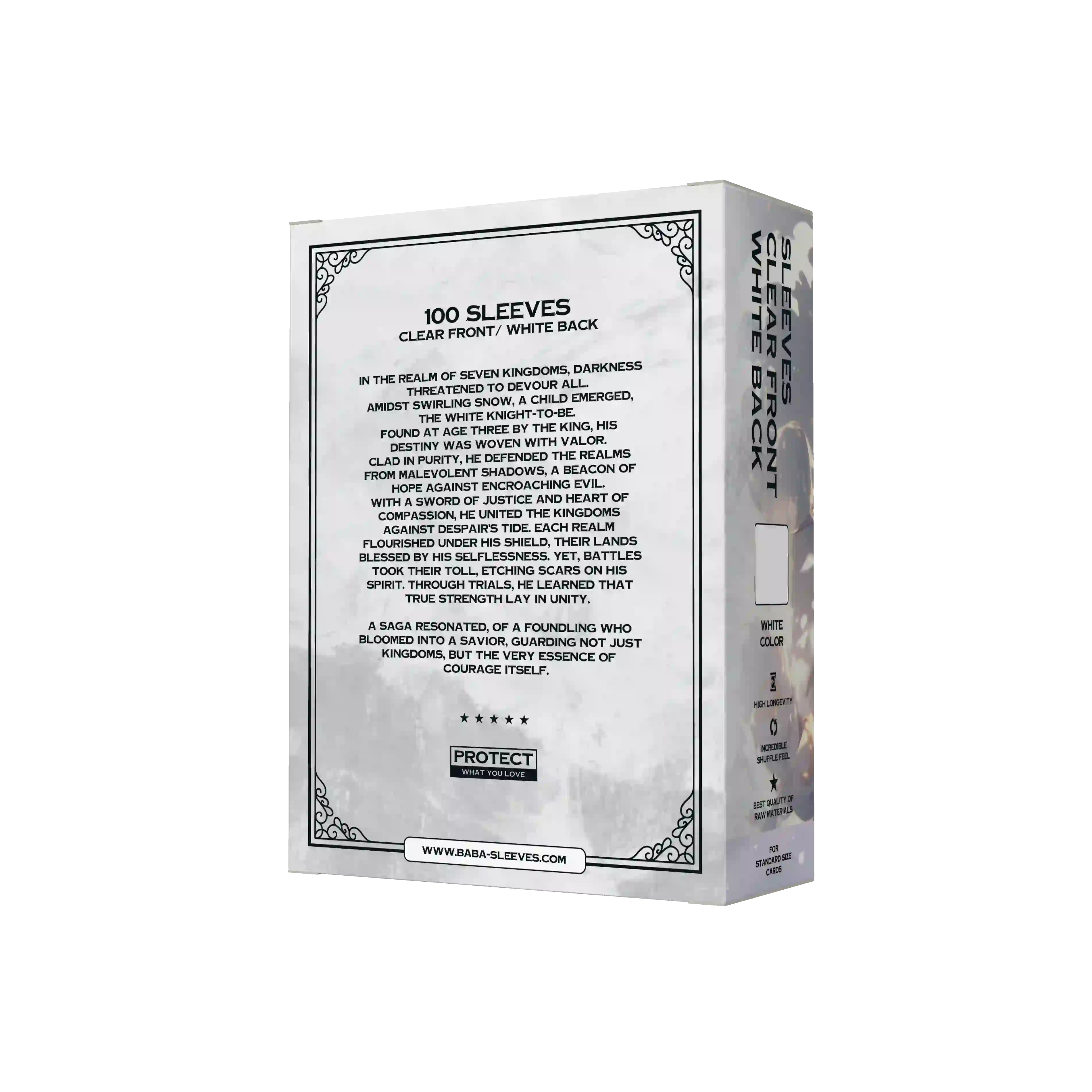 Rückseite weisse Kartenhüllen Verpackung, blickdichte Standard Size Sleeves 100 Stück für Sammelkartenspiele wie Magic the Gathering und Pokémon