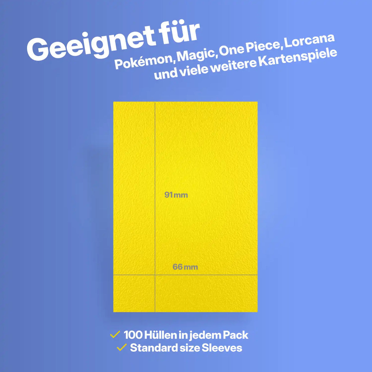 Sammelkartenhüllen Standard Size 66x91mm 100 Stück, Card Sleeves für Pokémon, Magic the Gathering, One Piece TCG, Lorcana und alle Kartenspiele