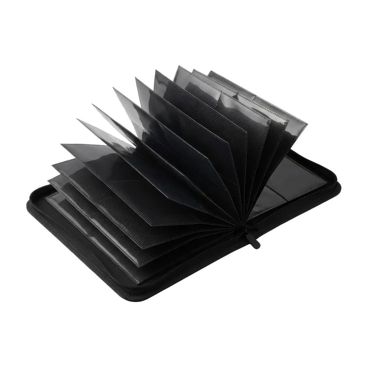Schwarzer Mini Sammelkarten Ordner geschlossen, schlanker TCG Binder für 160 Karten, ideal als Geschenk für Trading Card Fans und Kinder