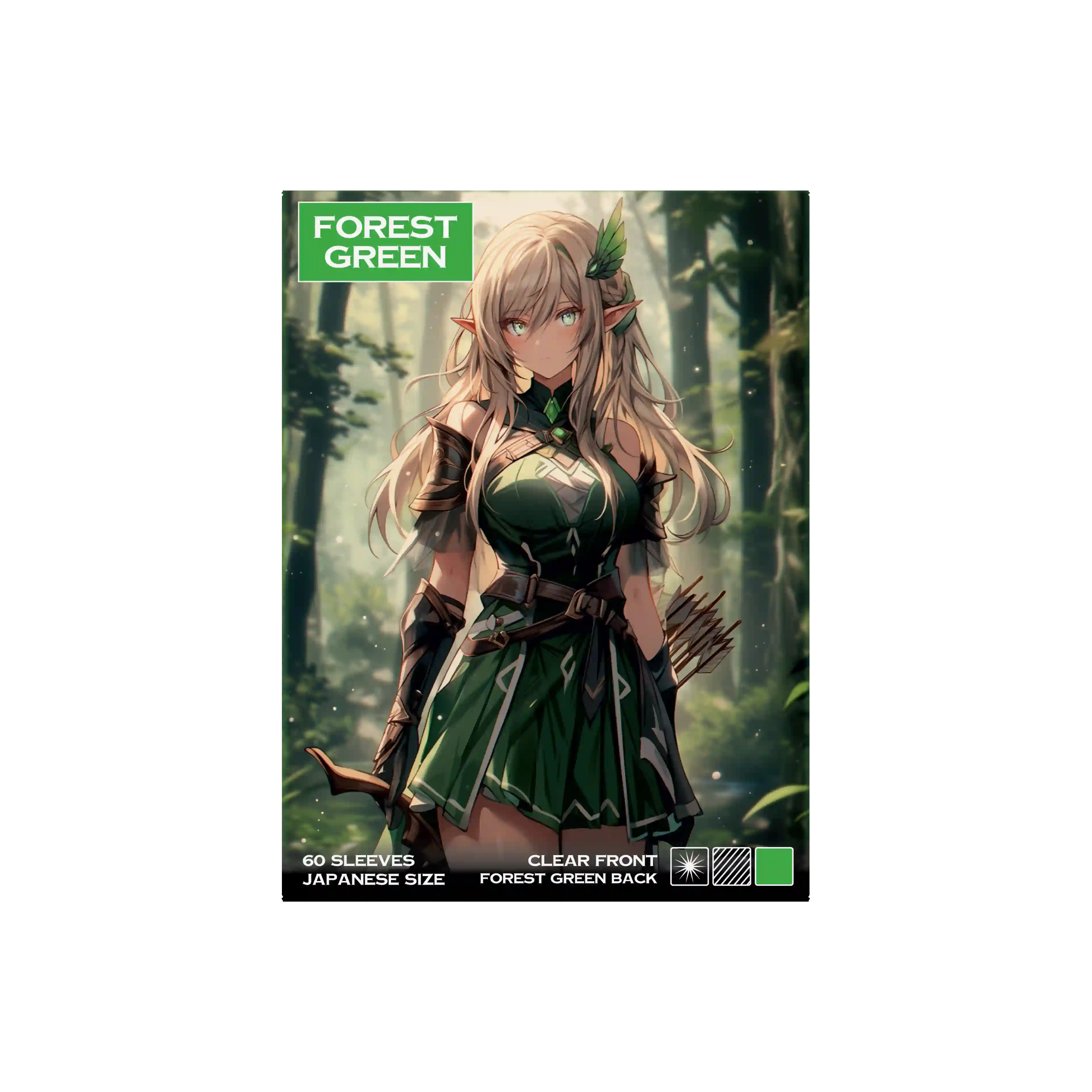 Verpackung Frontansicht grüne Yu-Gi-Oh Kartenhüllen Japanese Size 60 Stück