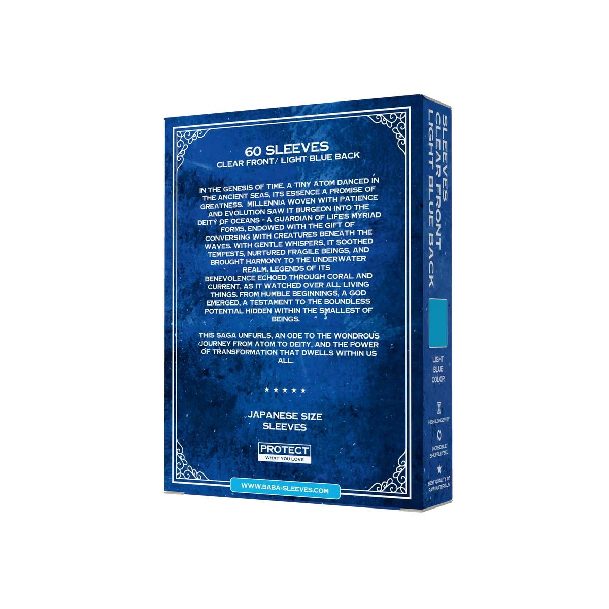 Verpackung Rückseite light blue hell blau Yu-Gi-Oh Sleeves Japanese Size 60 Stück mit Produktdetails