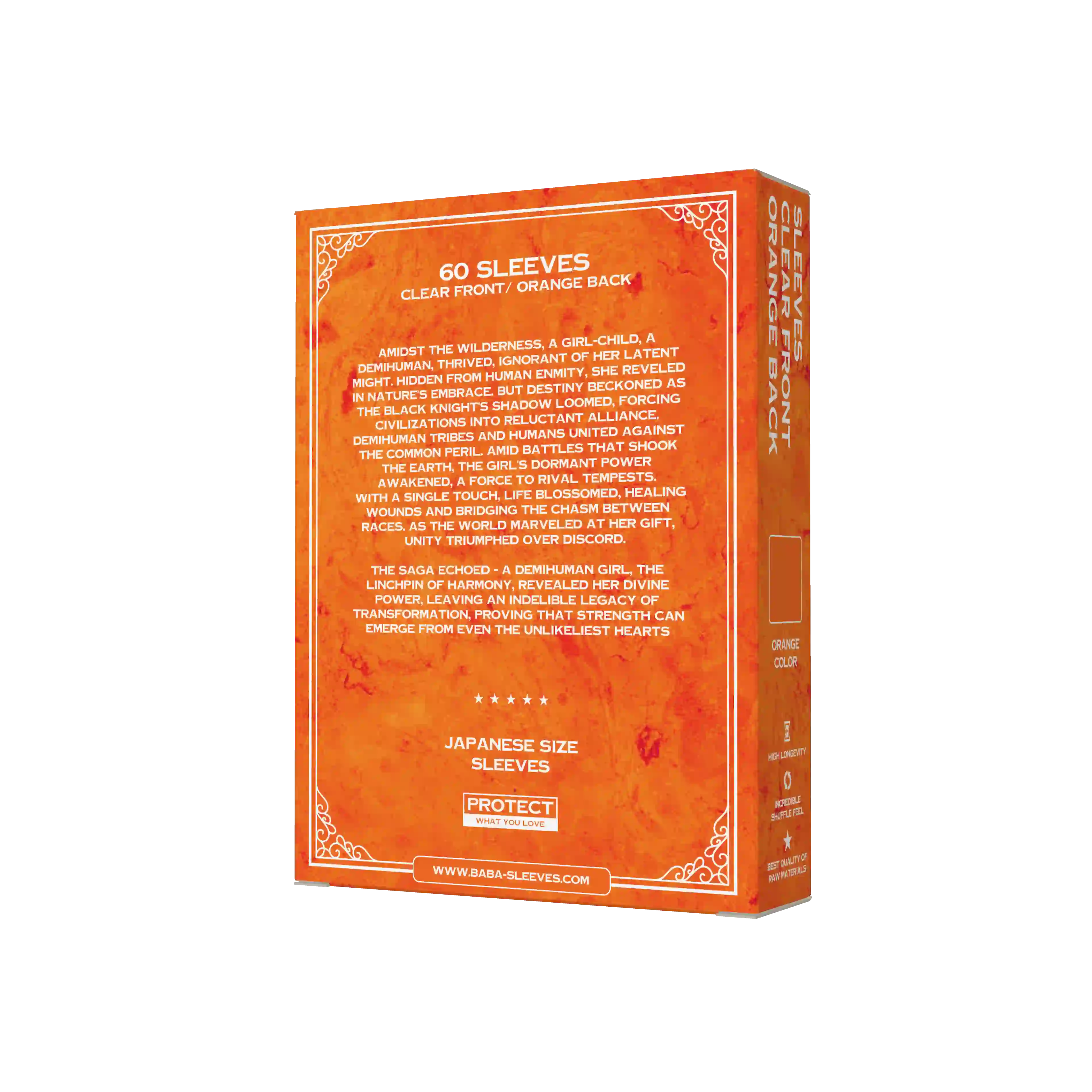 Verpackung Rückseite orange Yu-Gi-Oh Sleeves Japanese Size 60 Stück mit Produktdetails