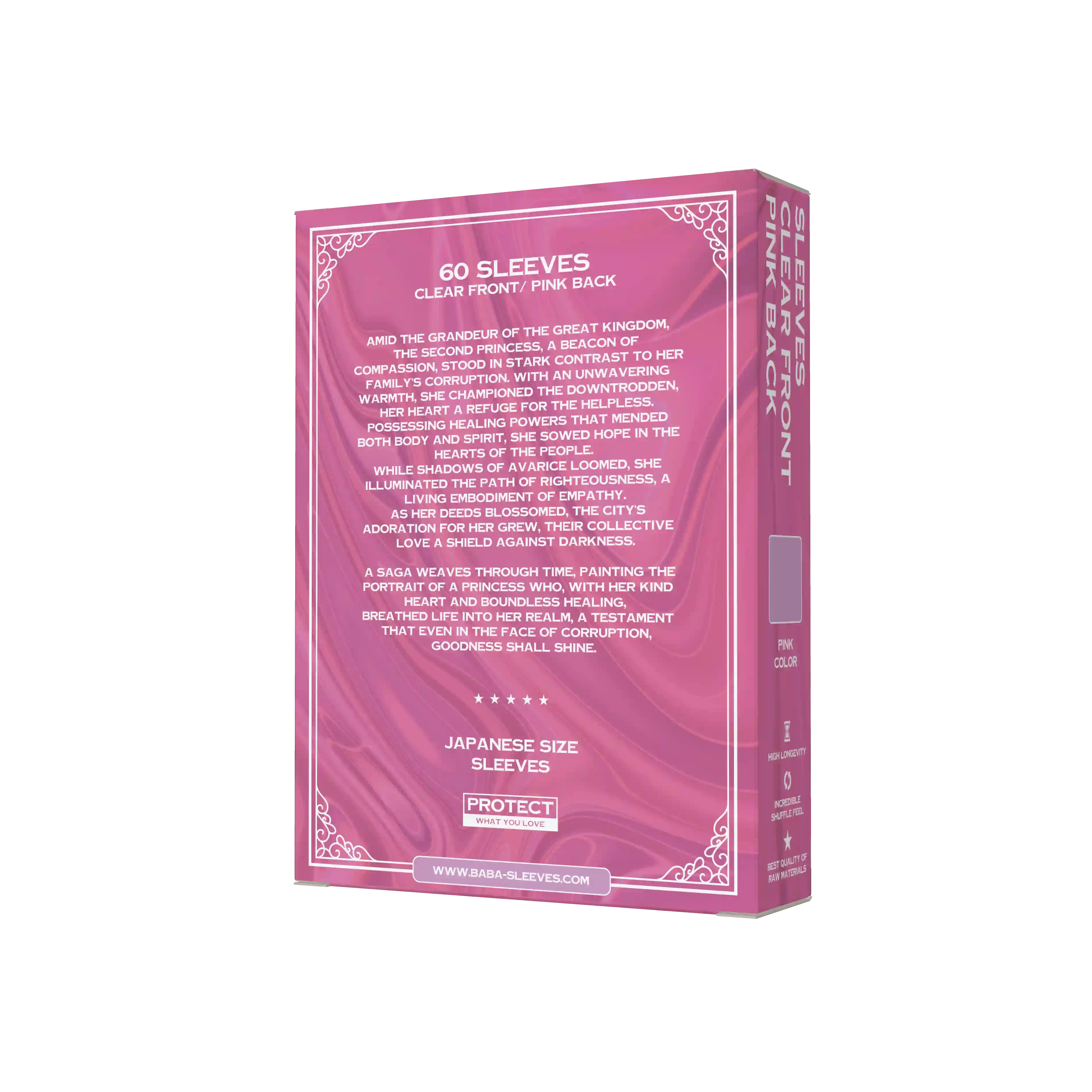 Verpackung Rückseite pinke Yu-Gi-Oh Sleeves Japanese Size 60 Stück mit Produktdetails