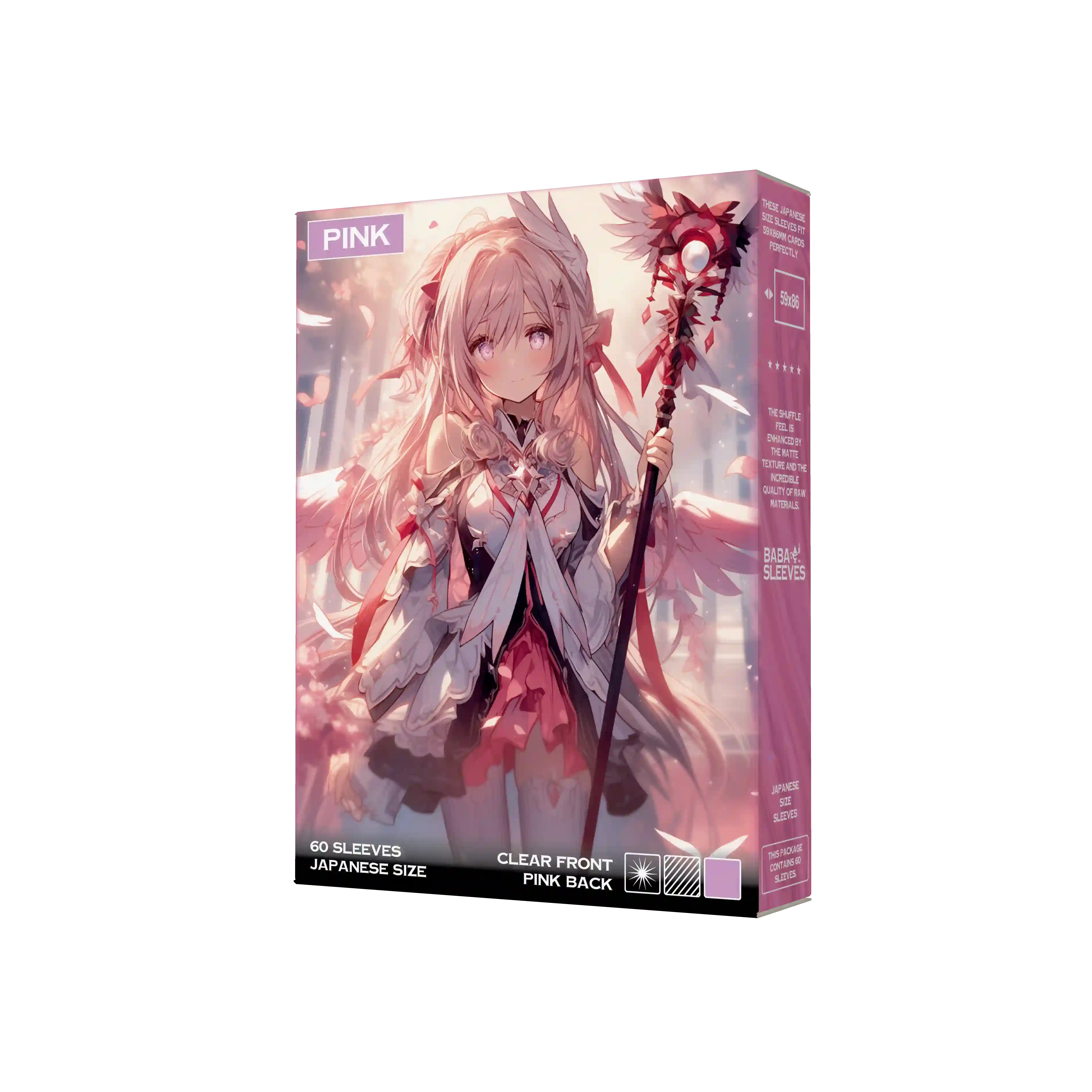 Verpackung pinke Yu-Gi-Oh Kartenhüllen Japanese Size 60 Stück seitliche Frontansicht
