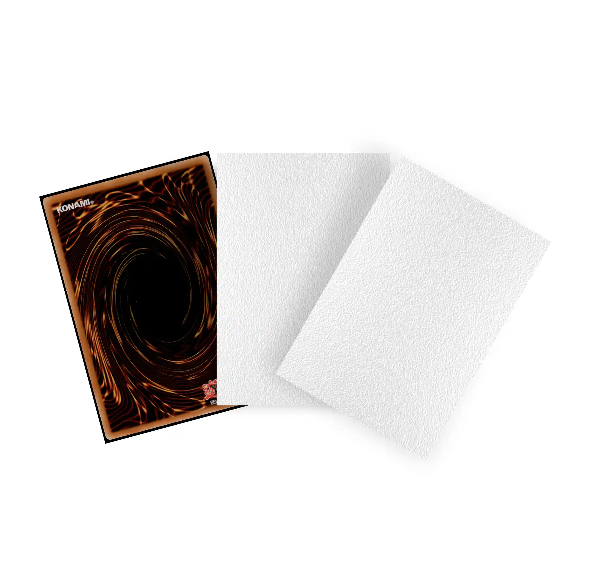 Yu-Gi-Oh! Karte in weißer Dual Sleeve – japanese size, matte Oberfläche, komplett blickdichte TCG Hülle innen schwarz