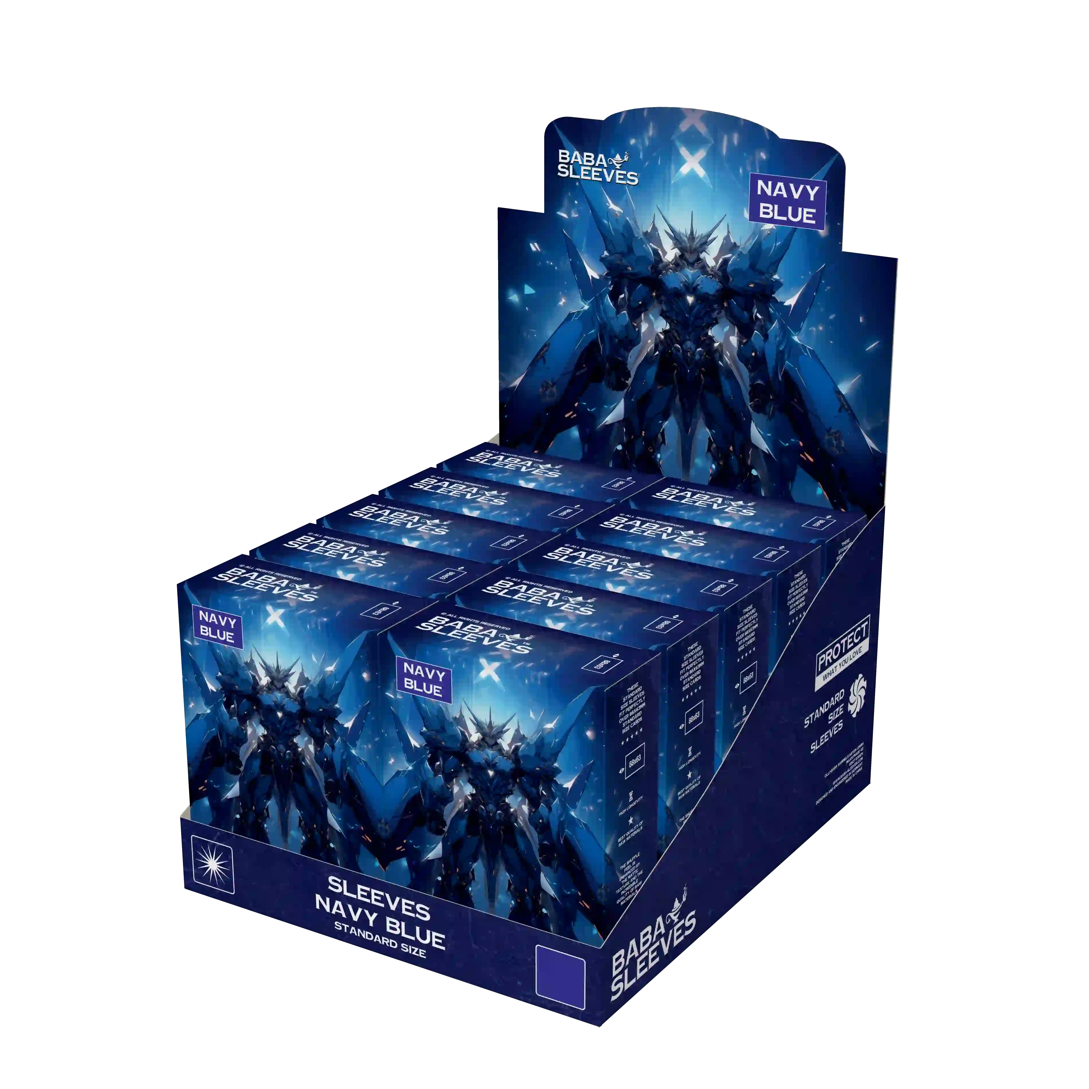 kartenhüllen großpackung für pokemon sammler und händler – display 10 packungen dunkelblaue standard sleeves