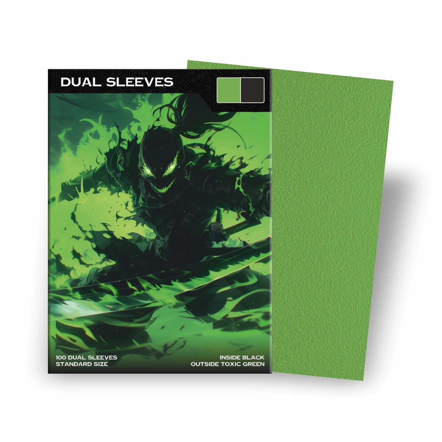 Premium Dual Sleeves Grün matt Standard Size – blickdichte Kartenhüllen mit schwarzer Innenseite für Pokémon, Magic, One Piece, Lorcana & Dragonball
