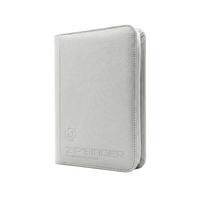 TCG Sammelkarten Binder Klein Weiß für 160 Karten – Sammelordner für Pokémon, Yu‑Gi‑Oh!, One Piece, Lorcana & Magic, 4‑Pocket, PU‑Leder mit Reißverschluss