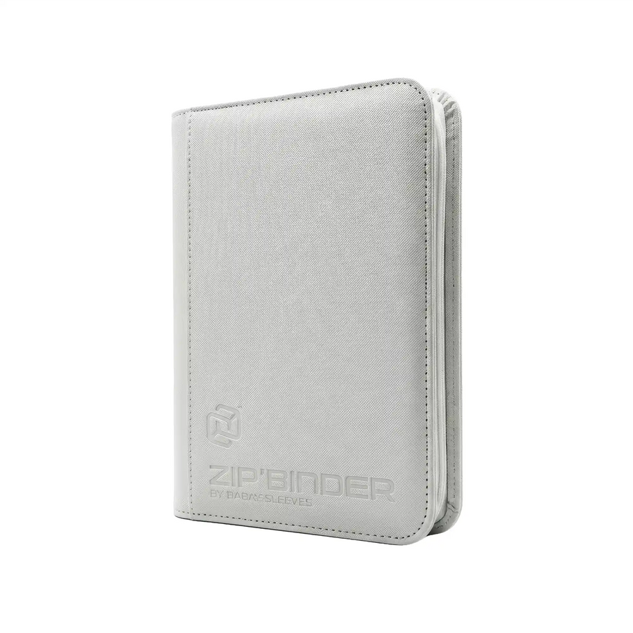Weißer kompakter Sammelkarten Binder aus PU‑Leder, komplett weiß innen und außen, gefüllt mit Trading Cards, Sammelmappe für 160 Karten