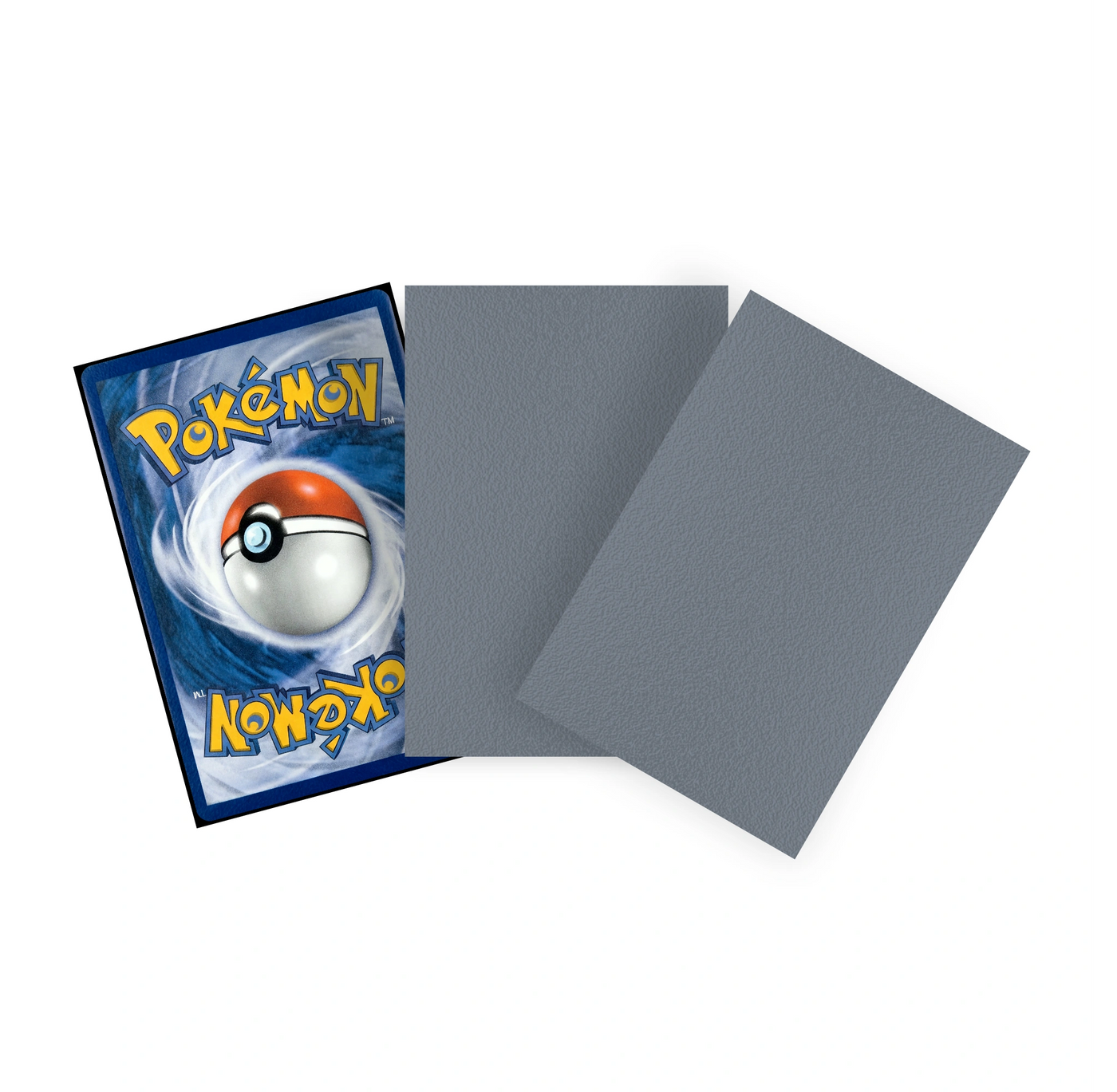 Graue Dual Sleeves Standard Size mit eingesteckter Pokémon Sammelkarte – matte, blickdichte TCG Kartenhüllen für Premium Kartenschutz