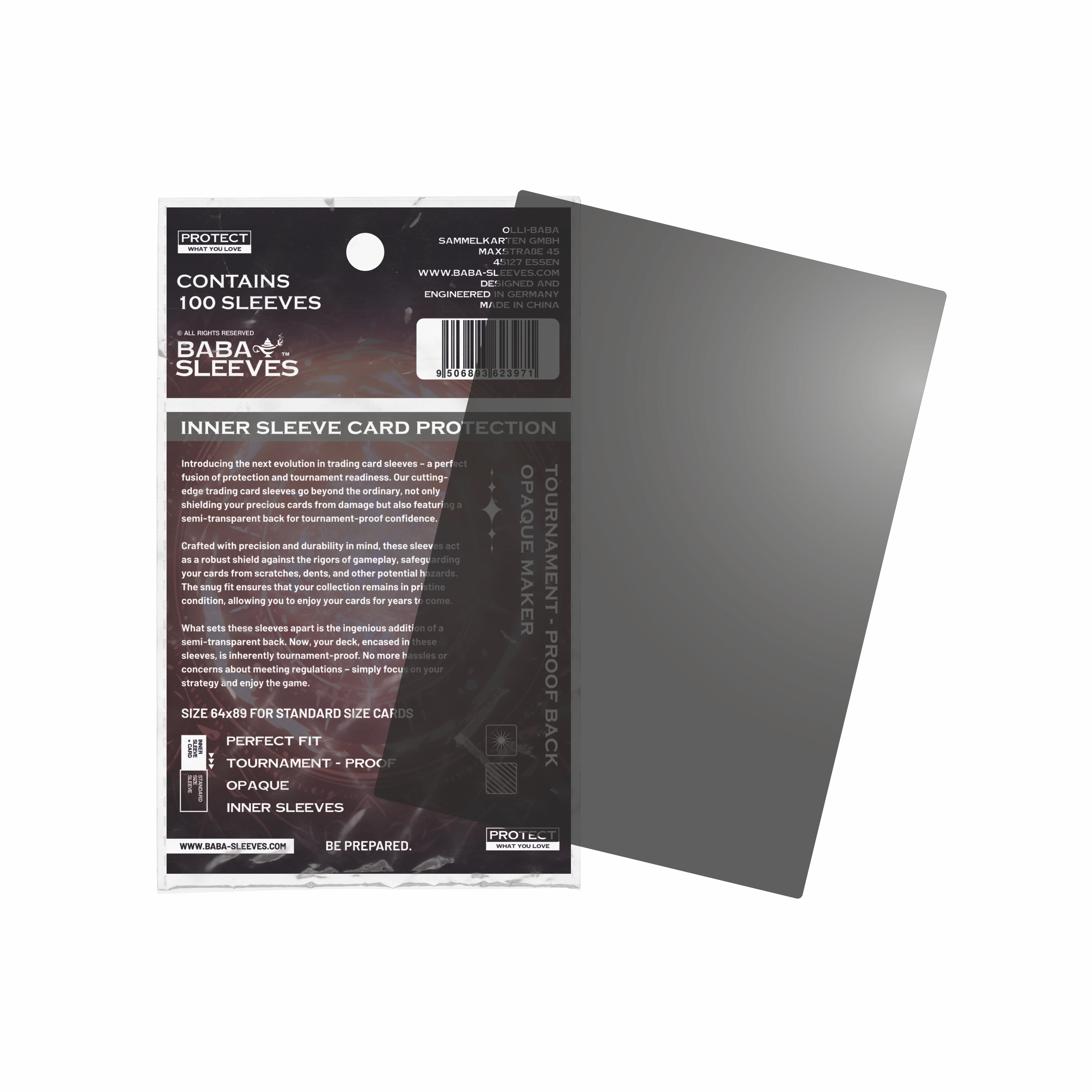 Baba Sleeves Perfect Fit Standard Size Inner Sleeves Blickdicht/Smoke - 100 Hüllen