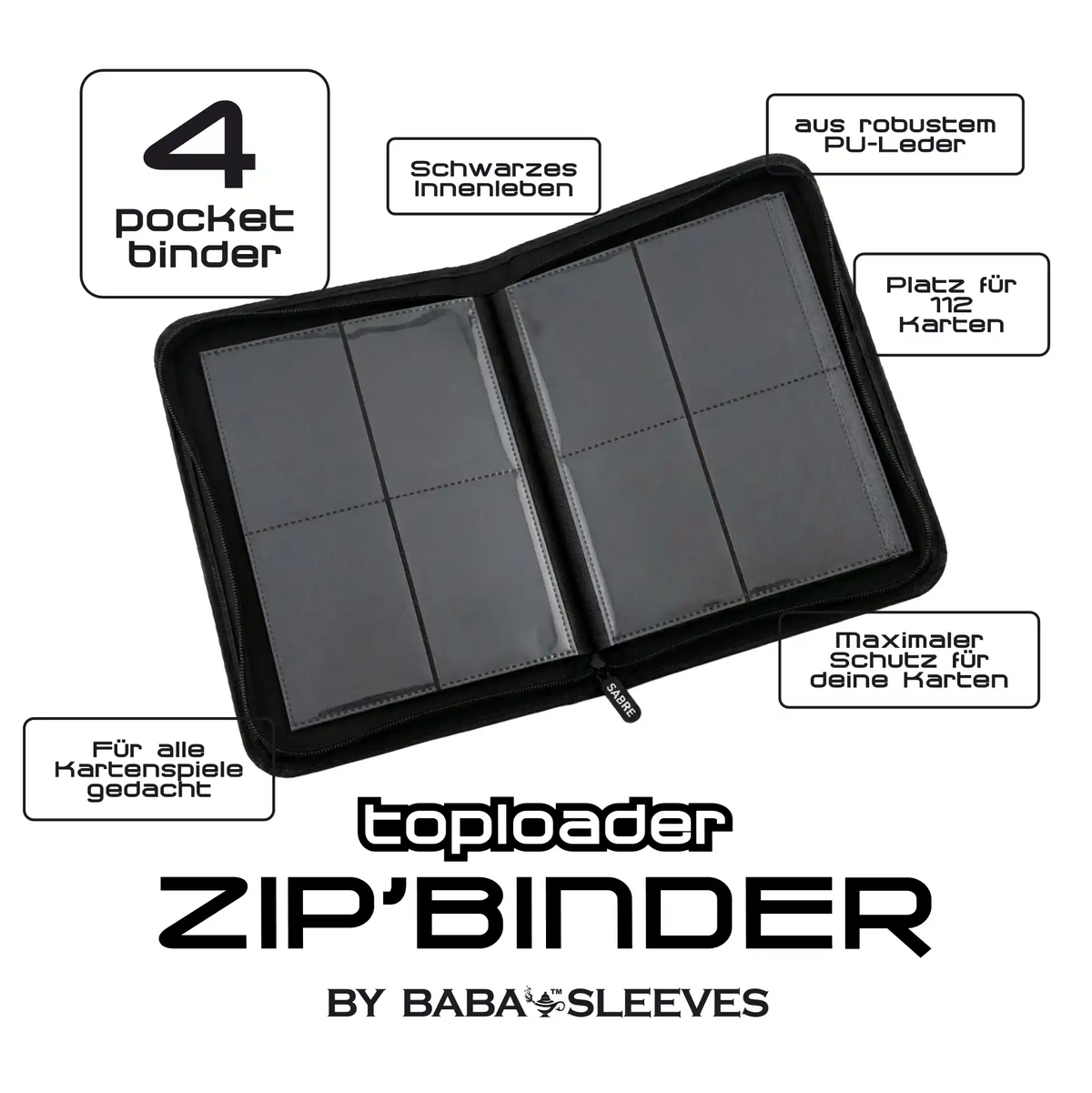 Schwarzer Mini Toploader Kartenordner neben Pokémon Karten in Topladern, idealer Toploader Binder als Geschenk für TCG Sammler