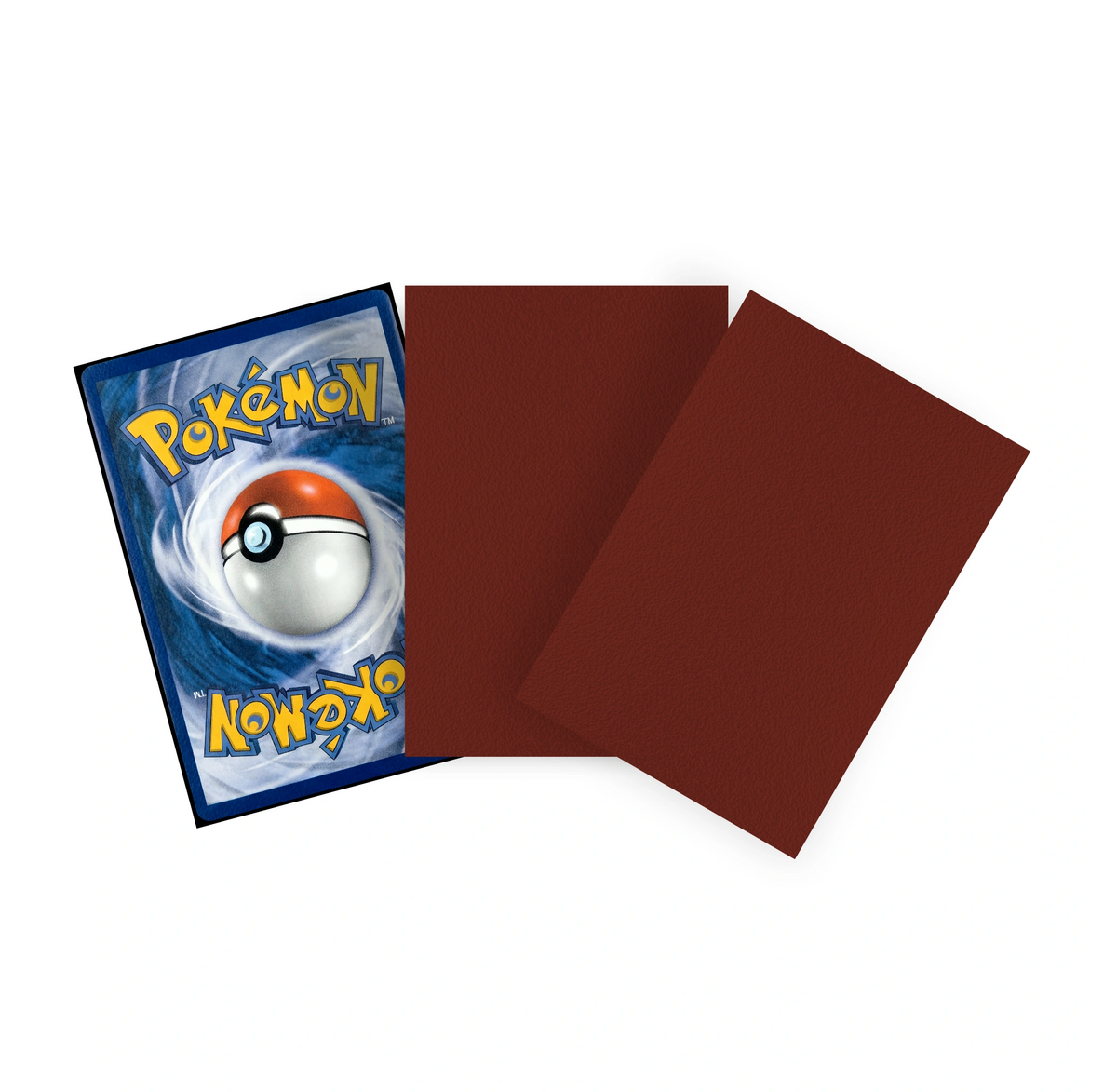 Dunkel Rote Bordeaux Dual Sleeves Standard Size mit eingesteckter Pokémon Sammelkarte – matte, blickdichte TCG Kartenhüllen für Premium Kartenschutz