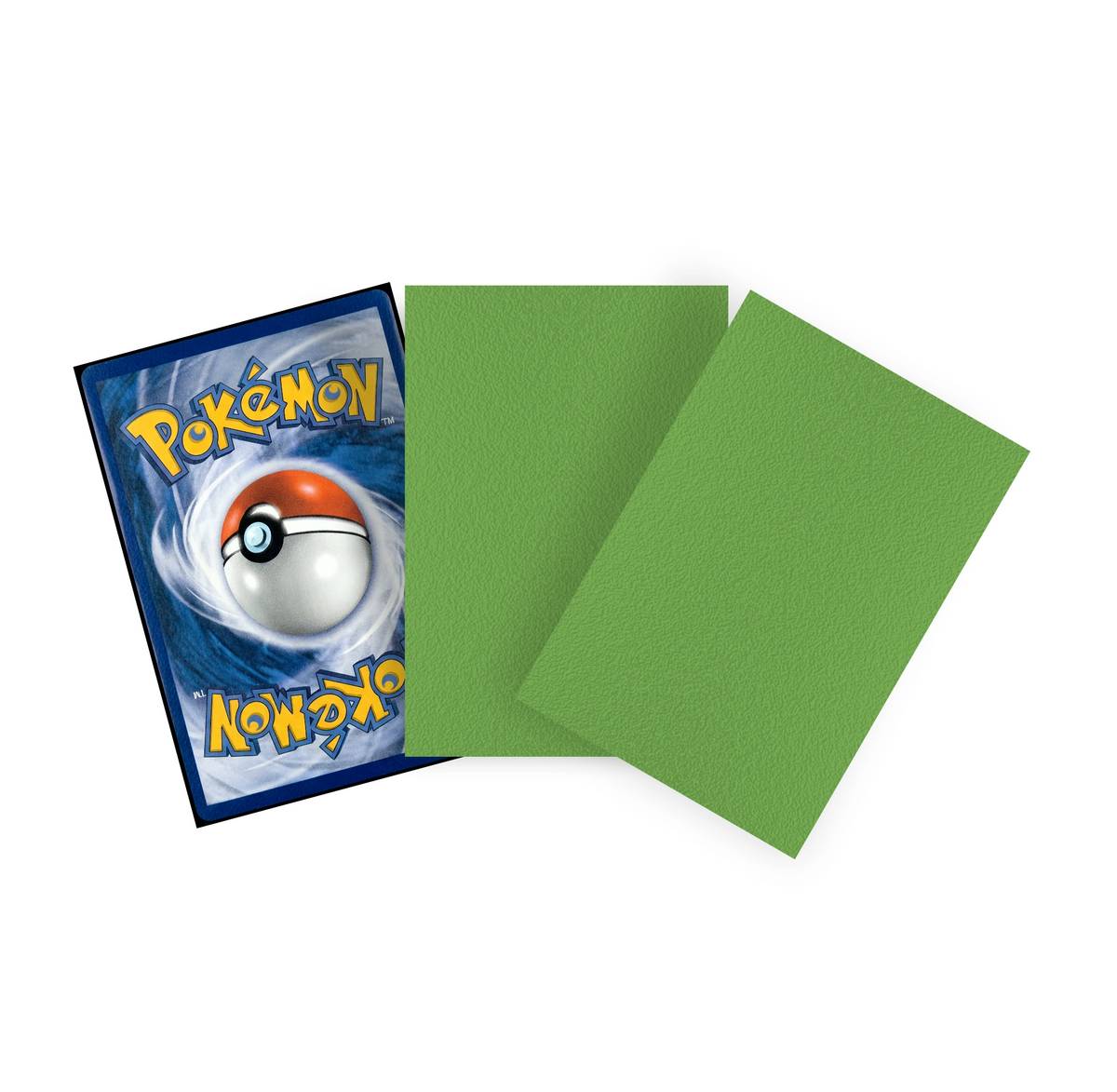 Grüne Dual Sleeves Standard Size mit eingesteckter Pokémon Sammelkarte – matte, blickdichte TCG Kartenhüllen für Premium Kartenschutz