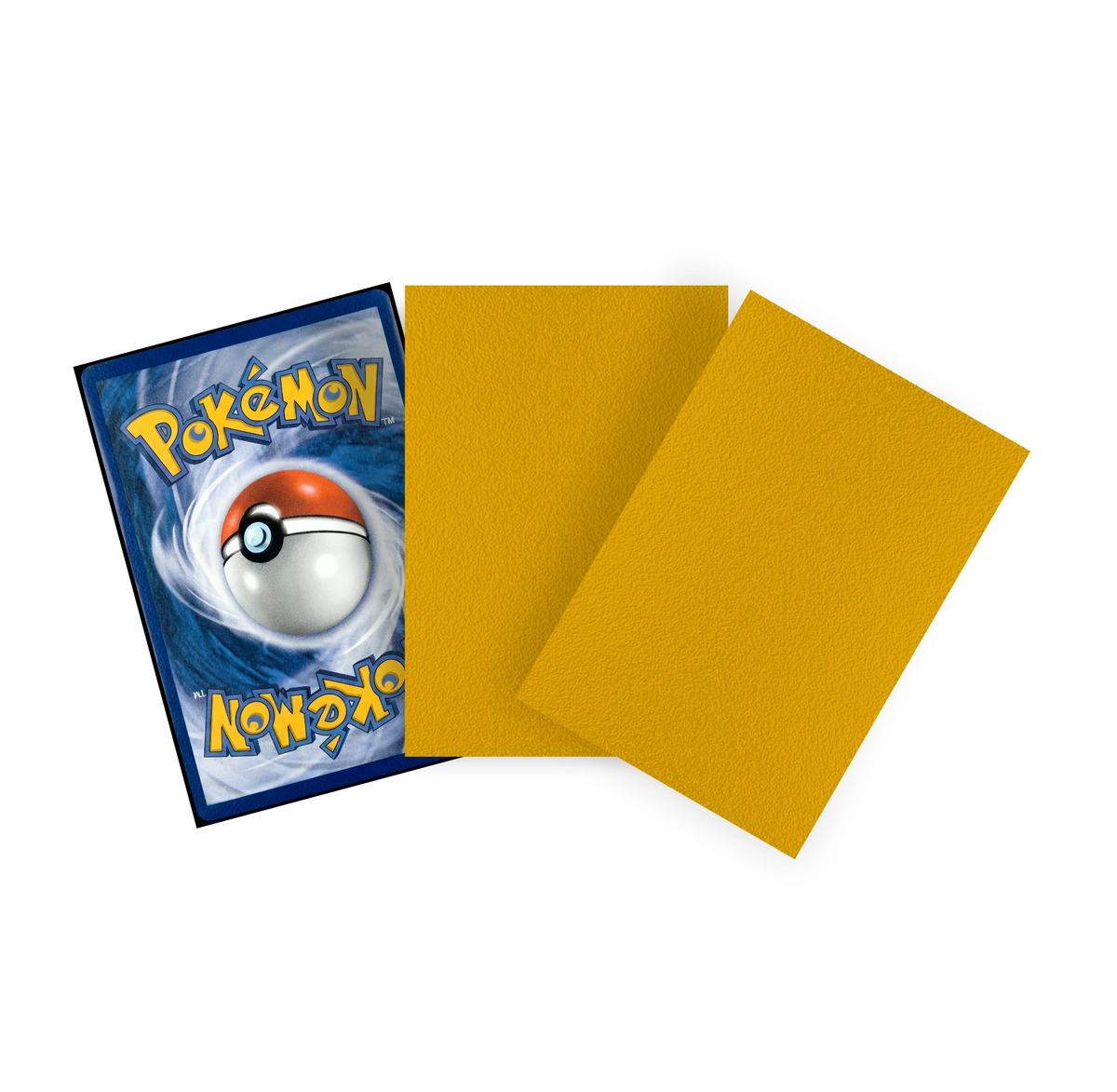 Orangene Dual Sleeves Standard Size mit eingesteckter Pokémon Sammelkarte – matte, blickdichte TCG Kartenhüllen für Premium Kartenschutz