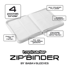 Toploader Binder Klein Weiß für 112 Karten – TCG Sammelmappe für Pokémon, Yu-Gi-Oh & Magic | PU-Leder mit Reißverschluss