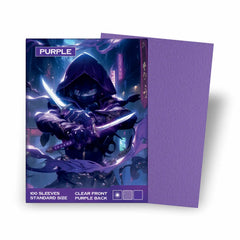 Kartenhüllen Standard Size lila  100 Stück, Verpackung vorne – Sammelkartenhüllen 66x91mm für Pokémon, Magic the Gathering, One Piece TCG