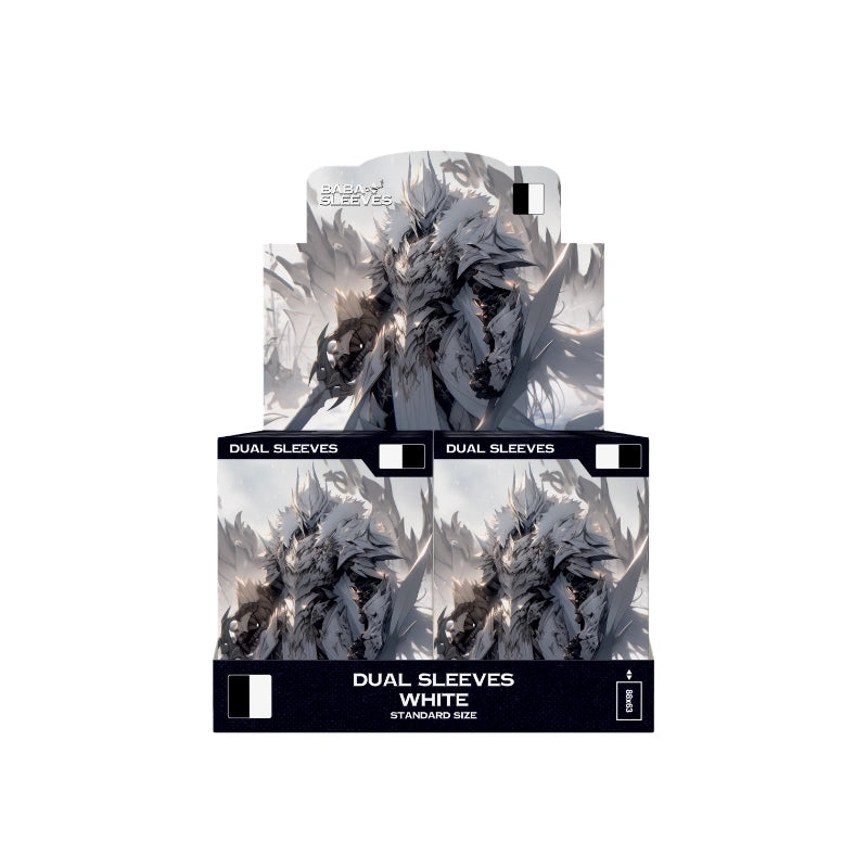 Dual Sleeves Weiß Display – 10 Packungen Premium matte, blickdichte Standard Size Kartenhüllen mit schwarzer Innenseite für Pokémon, MTG, One Piece, Lorcana & Dragonball