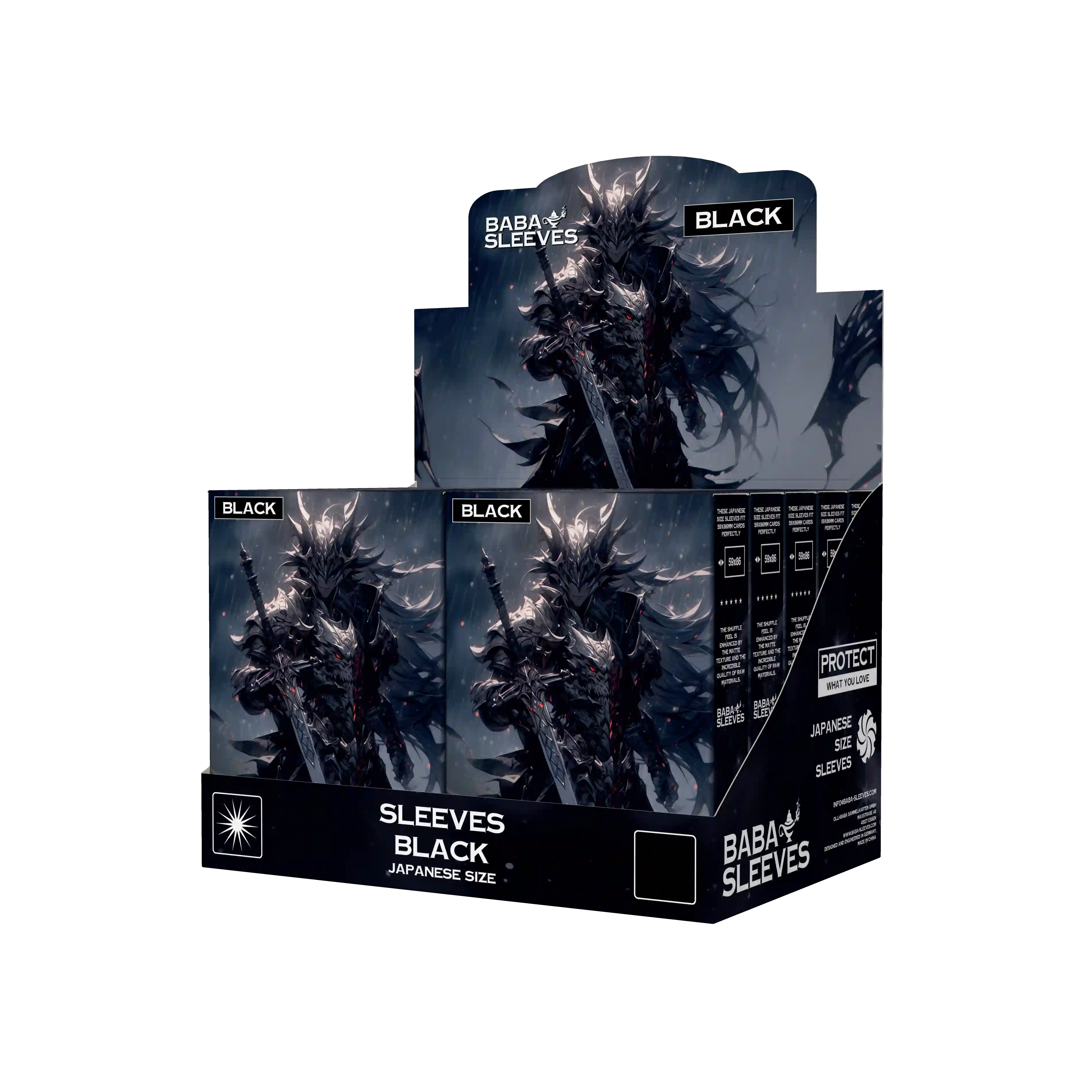 Display Box seitliche Ansicht schwarzeb black Yu-Gi-Oh Sleeves Japanese Size Verkaufsaufsteller