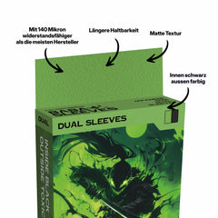 Grüne Yu-Gi-Oh! Dual Sleeves japanische Größe – 100% blickdicht, innen schwarz, Premium TCG Kartenhüllen für Turnierspieler