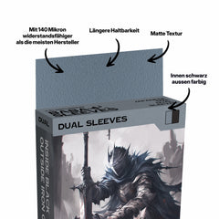 Graue Yu-Gi-Oh! Dual Sleeves japanische Größe – 100% blickdicht, innen schwarz, Premium TCG Kartenhüllen für Turnierspieler