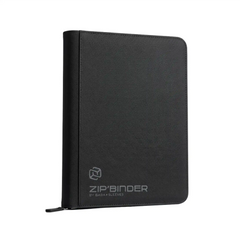Großer schwarzer Sammelkarten Binder aus PU‑Leder mit 9 Fächern pro Seite, geöffnet mit einsortierten Trading Cards, Platz für 360 Karten