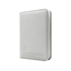 Großer weißer Toploader Binder aus PU‑Leder komplett weiß innen und außen, geöffnet mit eingesteckten Topladern und Trading Cards, Platz für 252 Karten
