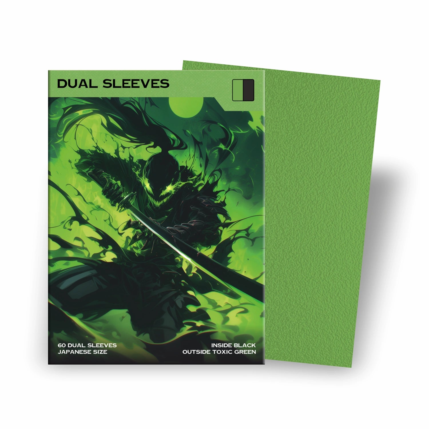 Japanese Size Dual Sleeves Grün für Yu-Gi-Oh! – matte, blickdichte Kartenhüllen mit schwarzer Innenseite, 100% turniersicher