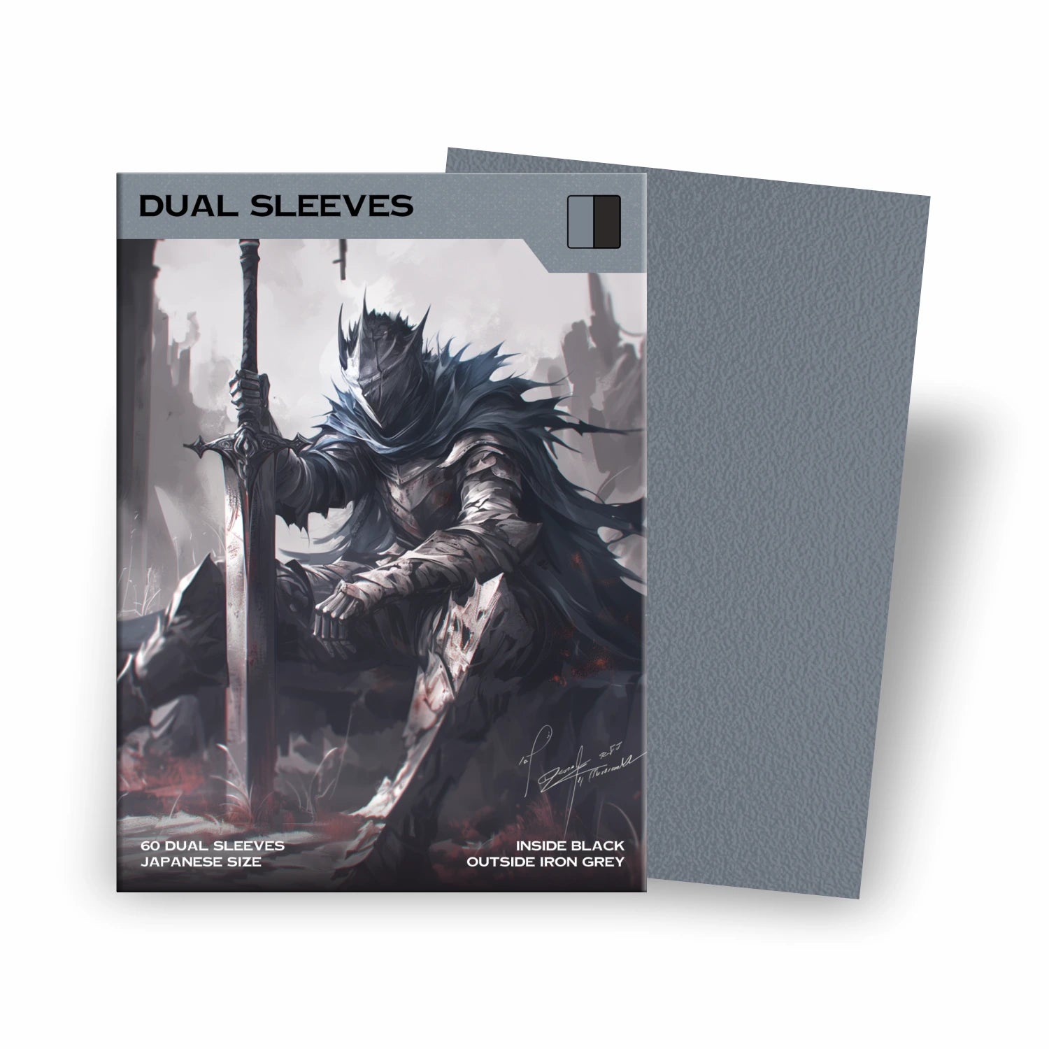  Japanese Size Dual Sleeves Grau für Yu-Gi-Oh! – matte, blickdichte Kartenhüllen mit schwarzer Innenseite, 100% turniersicher