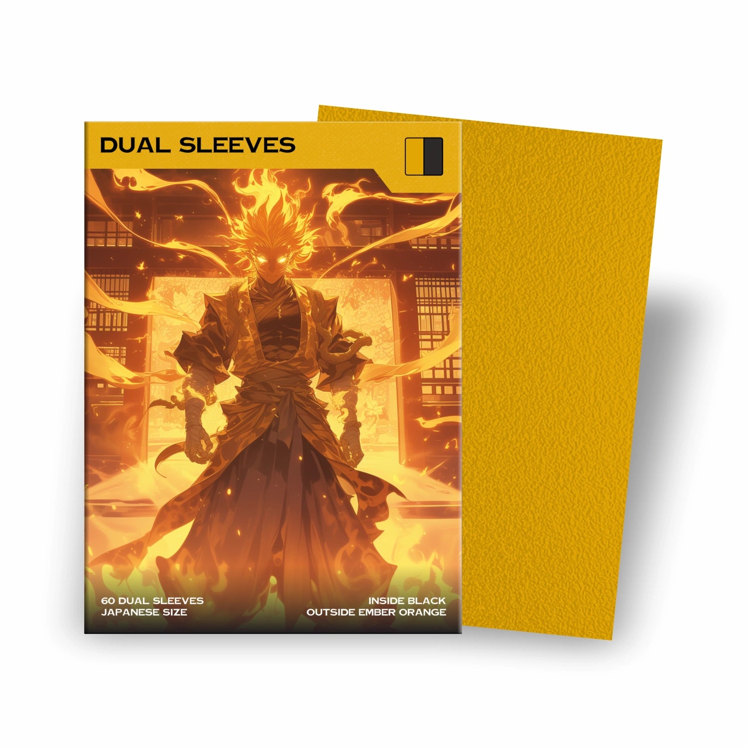 Japanese Size Dual Sleeves Orange für Yu-Gi-Oh! – matte, blickdichte Kartenhüllen mit schwarzer Innenseite, 100% turniersicher