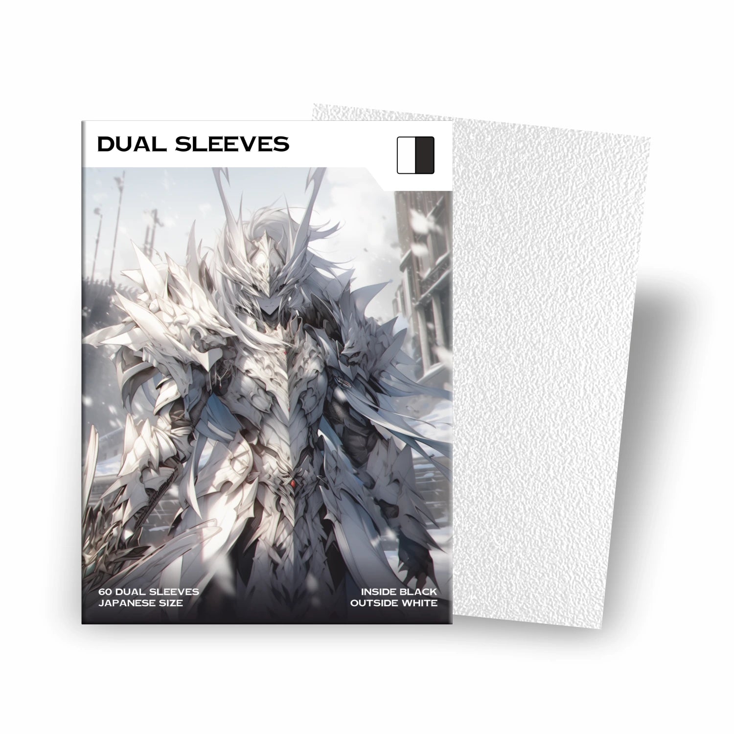 Japanese Size Dual Sleeves Weiß für Yu-Gi-Oh! – matte, blickdichte Kartenhüllen mit schwarzer Innenseite, 100% turniersicher