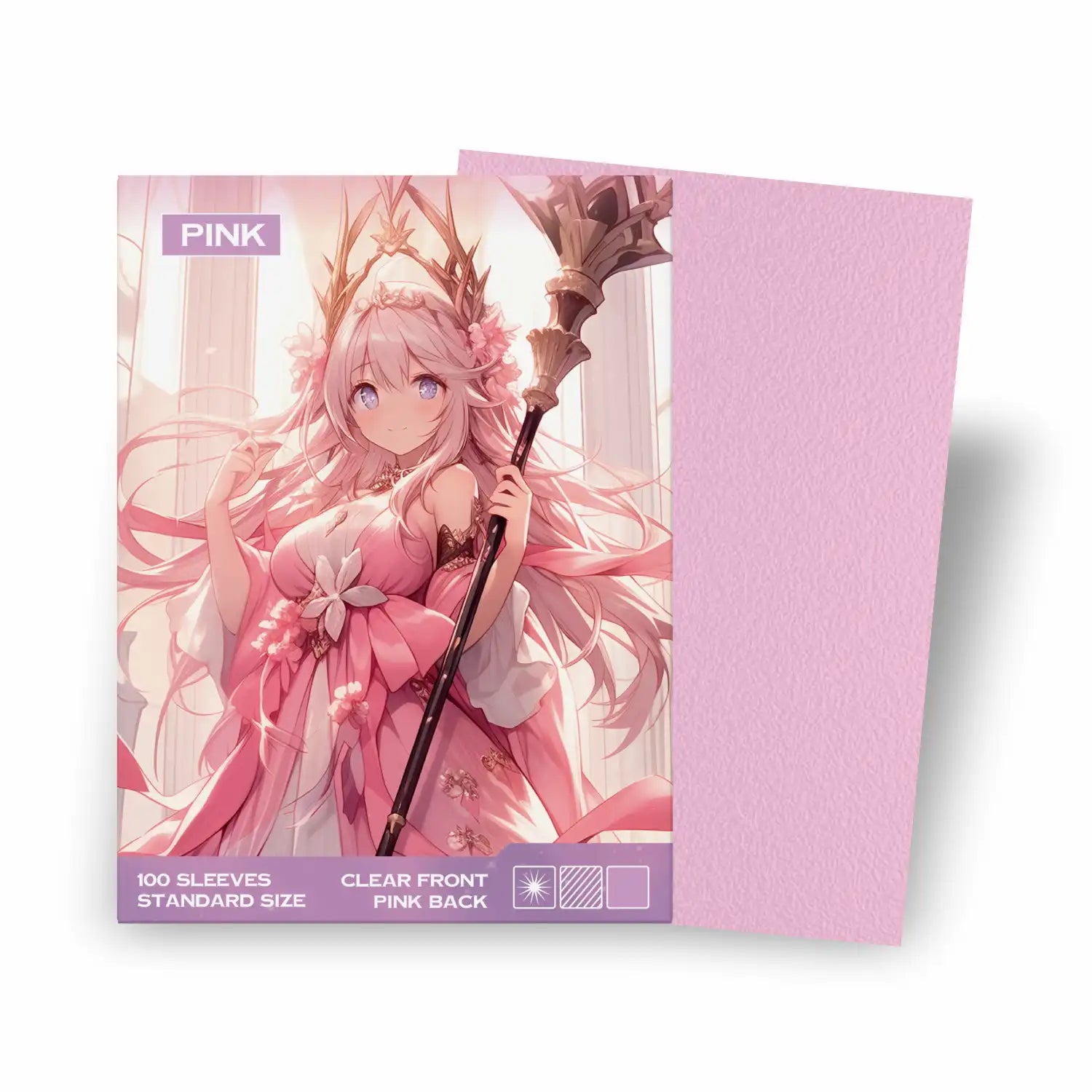 Kartenhüllen Standard Size Pink 100 Stück, Verpackung vorne – Sammelkartenhüllen 66x91mm für Pokémon, Magic the Gathering, One Piece TCG
